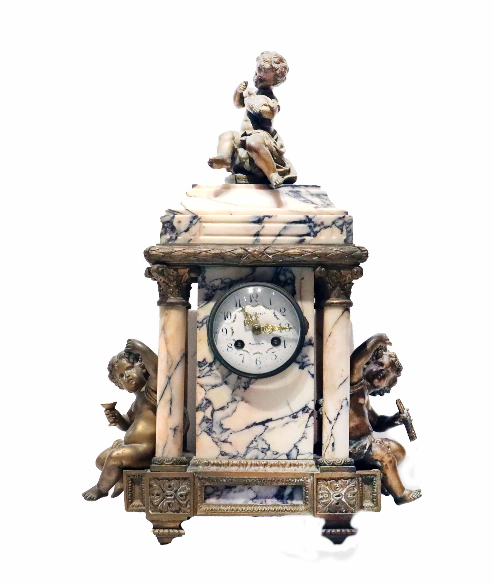 Late 19th Century German Marble and Ormolu Mantel Clock - AS IS (1 of 14)