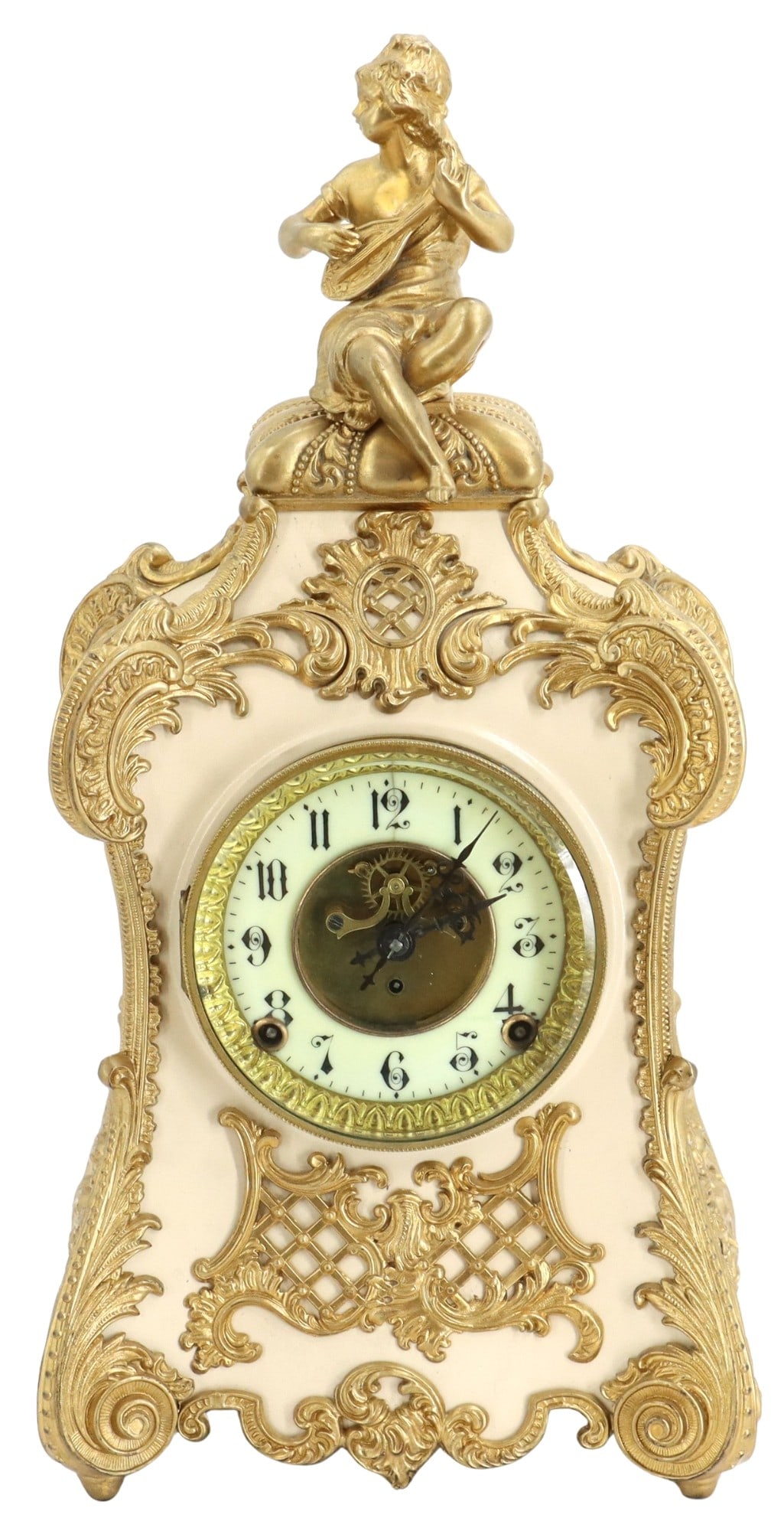 Antique French Rococo Gilt Bronze and Porcelain Mantel Clock (1 of 17)