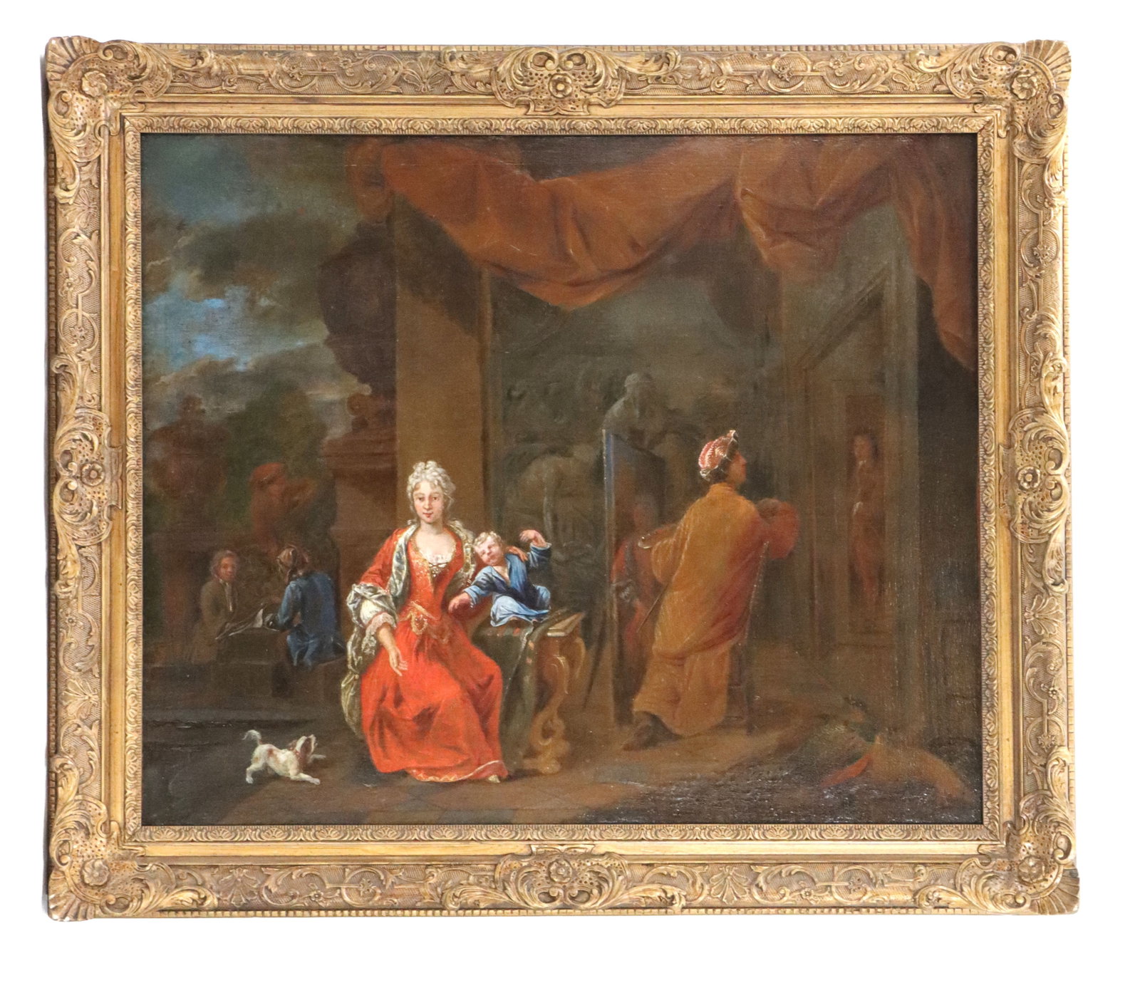 18th Century French School Oil on Canvas Genre Scene of Marie Antionette and Her Court (1 of 17)