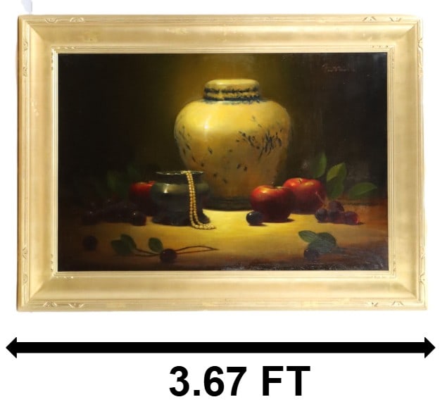 Sean Farrell (20th/21st Century) American, Oil on Canvas Atmospheric Still Life "Golden Ginger Jar (1 of 13)