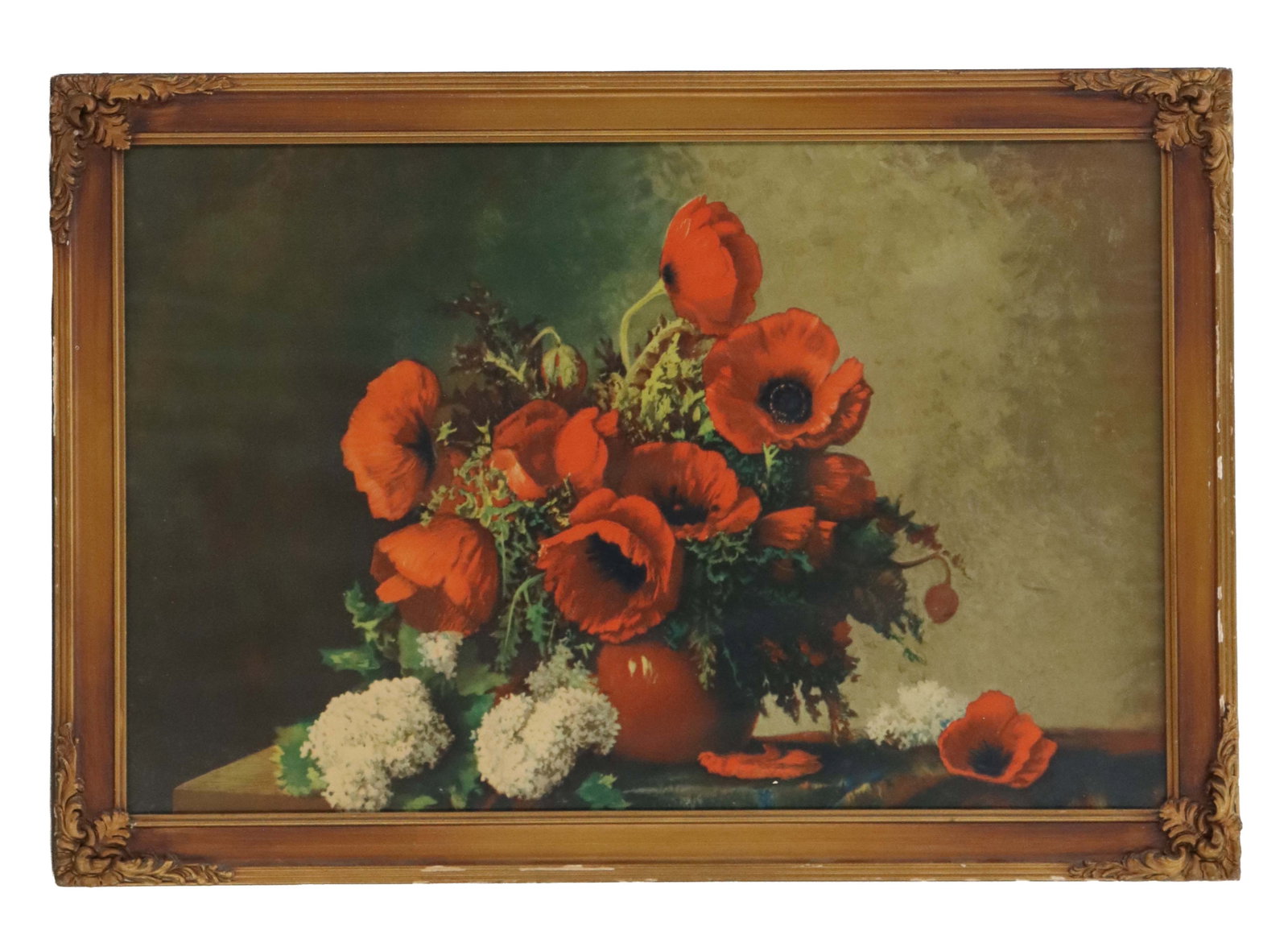 Robert Atkinson Fox (1860-1935) American, Antique Oil on Canvas Floral Still Life "Red Poppies and (1 of 8)