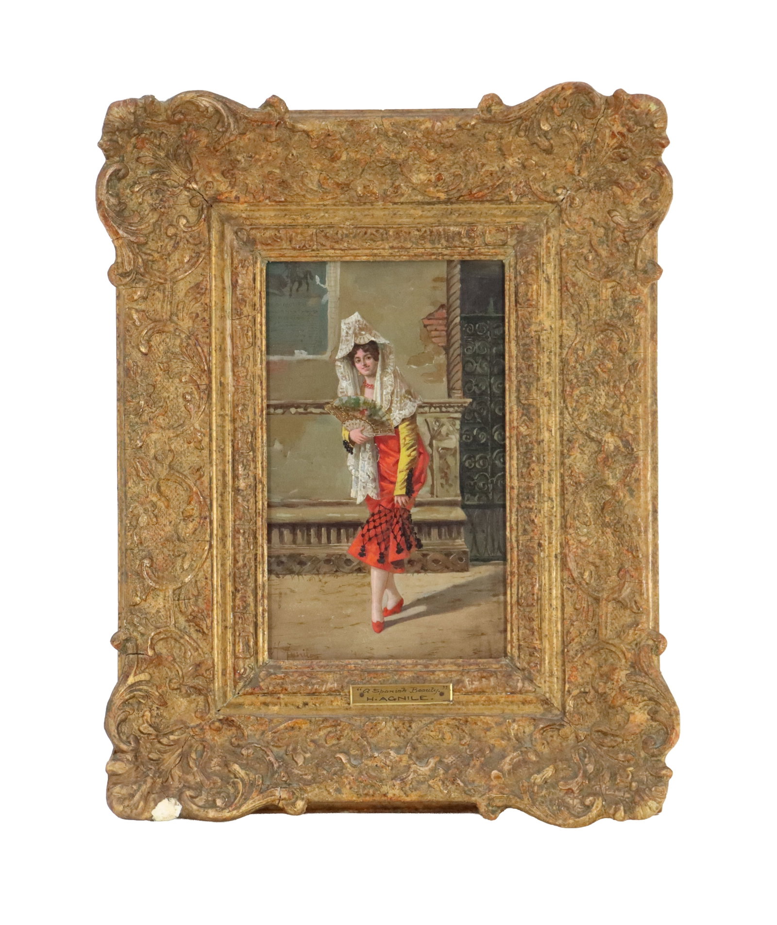 H. Agniles Oil on Board Figural Portrait "A Spanish Beauty" (1 of 14)