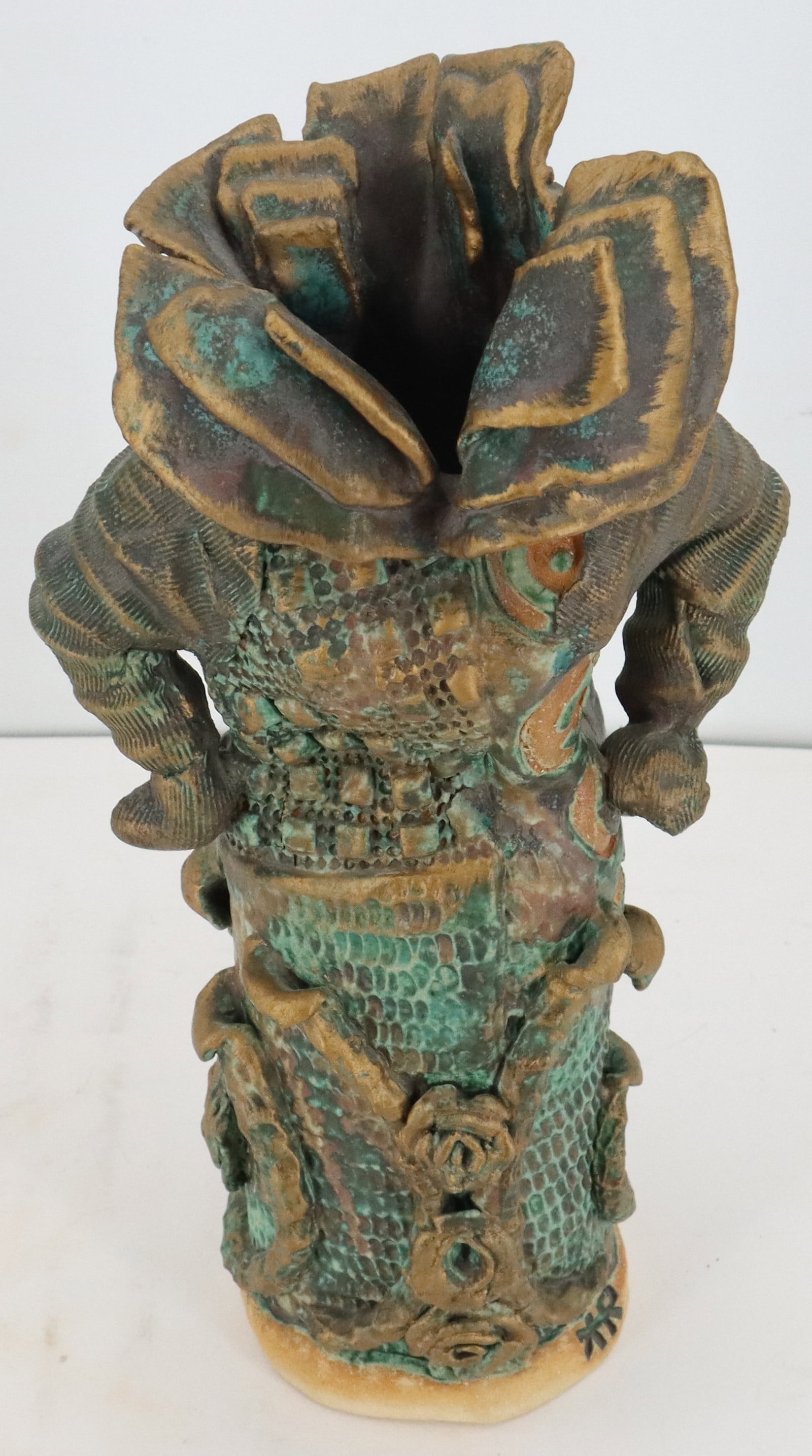 Signed Painted Ceramic Surreal Figural Statue - 15