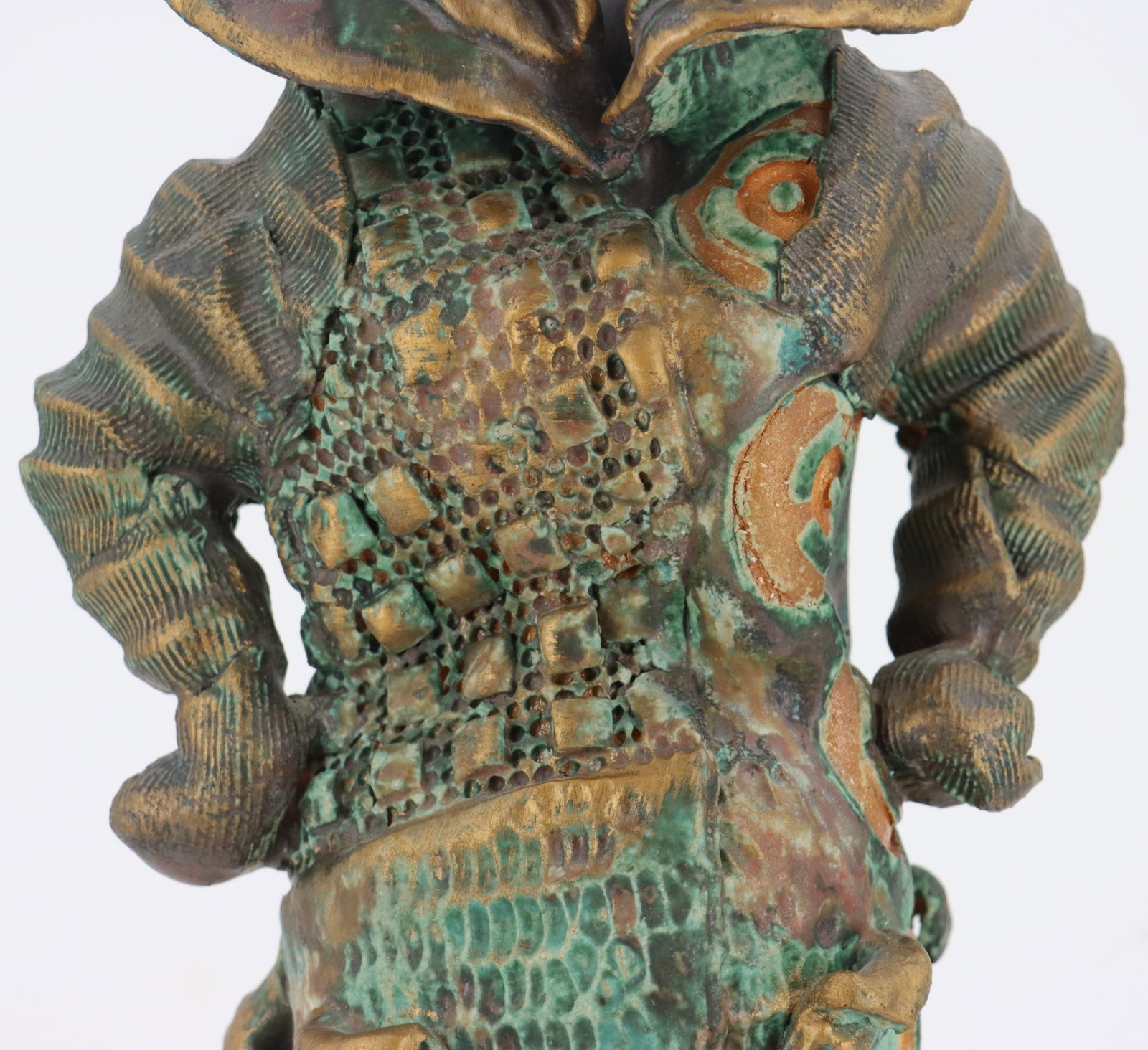Signed Painted Ceramic Surreal Figural Statue - 7