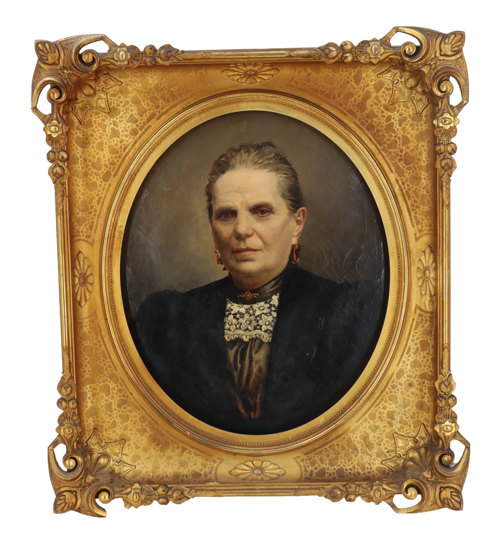 Victorian Portrait of a Lady, Oil on Canvas: Victorian Portrait of a Lady, Oil on Canvas. Housed in a fine 19th Century American frame. Overall Size: 34 x 29 x 4 in. Sight Size; 24 x 18 in.