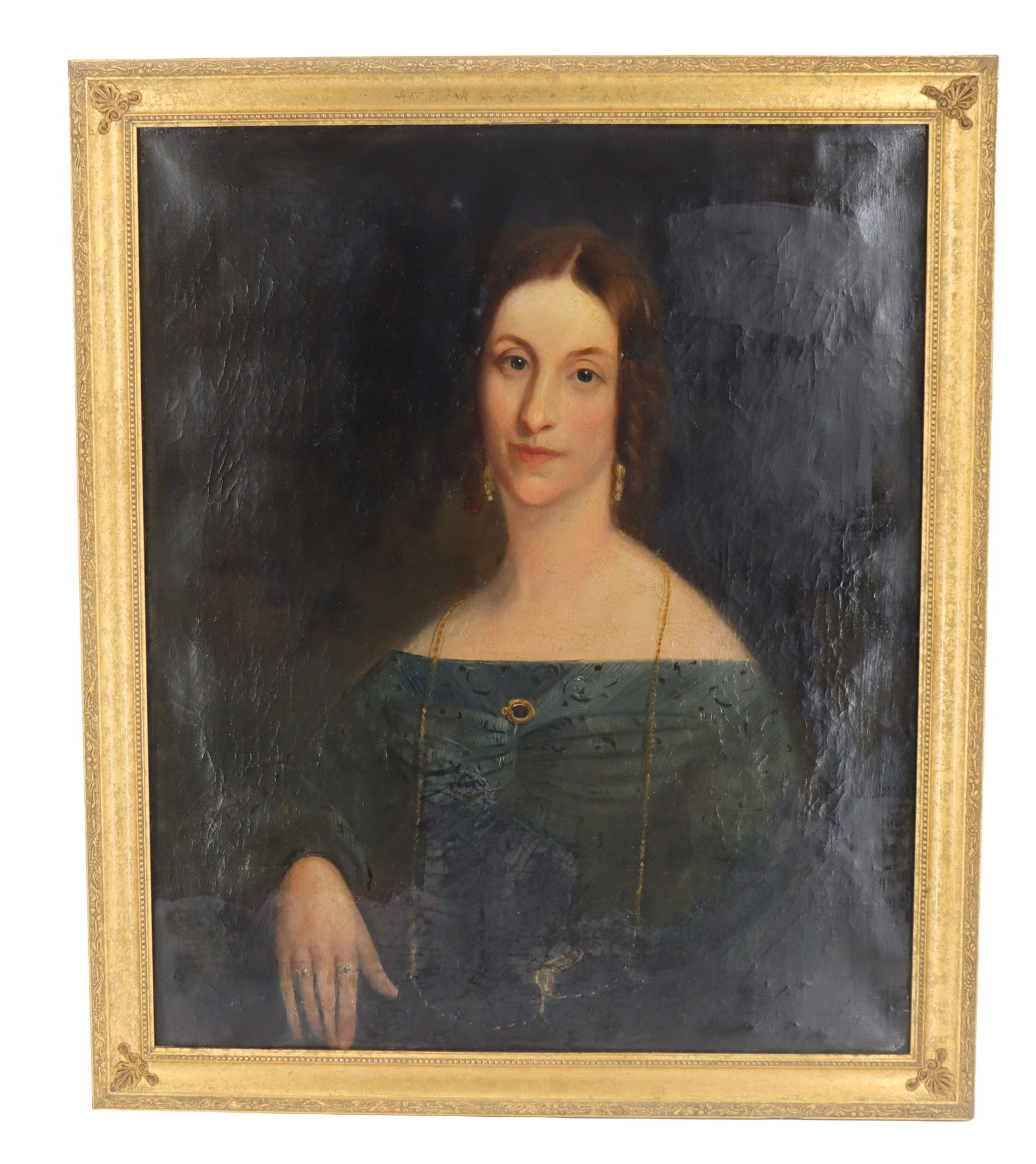 19th Century American, Oil on Canvas Portrait of Mrs James Ludlow (1 of 10)