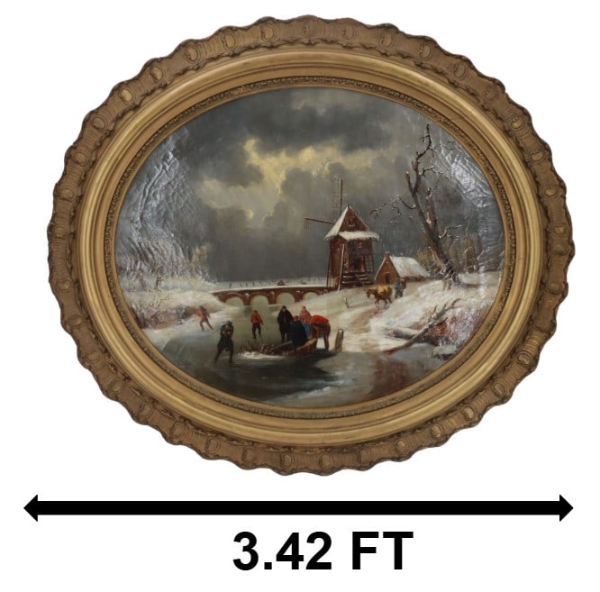 Attributed to Charles Leickert (1816-1907) Dutch, 19th Century Oil on Canvas Painting, "Ice Skaters: Attributed to Charles Leickert (1816-1907) Dutch, 19th Century Oil on Canvas Painting, "Ice Skaters on a Frozen Lake". Overall Size: 36 x 41 in. Sight Size: 25 x 29 in. 