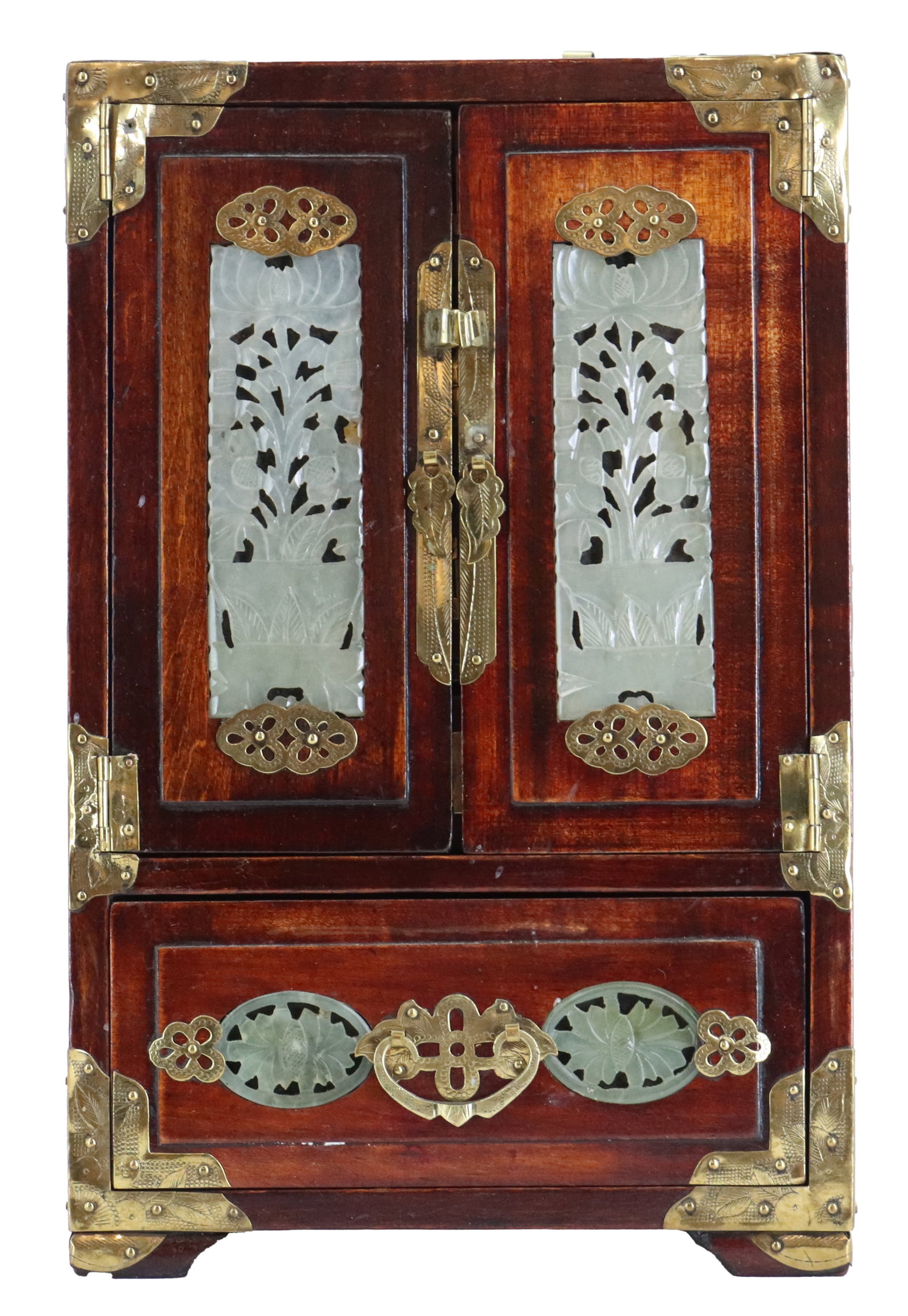 20th Century Chinese Wooden and White Jade Jewelry Box (1 of 20)