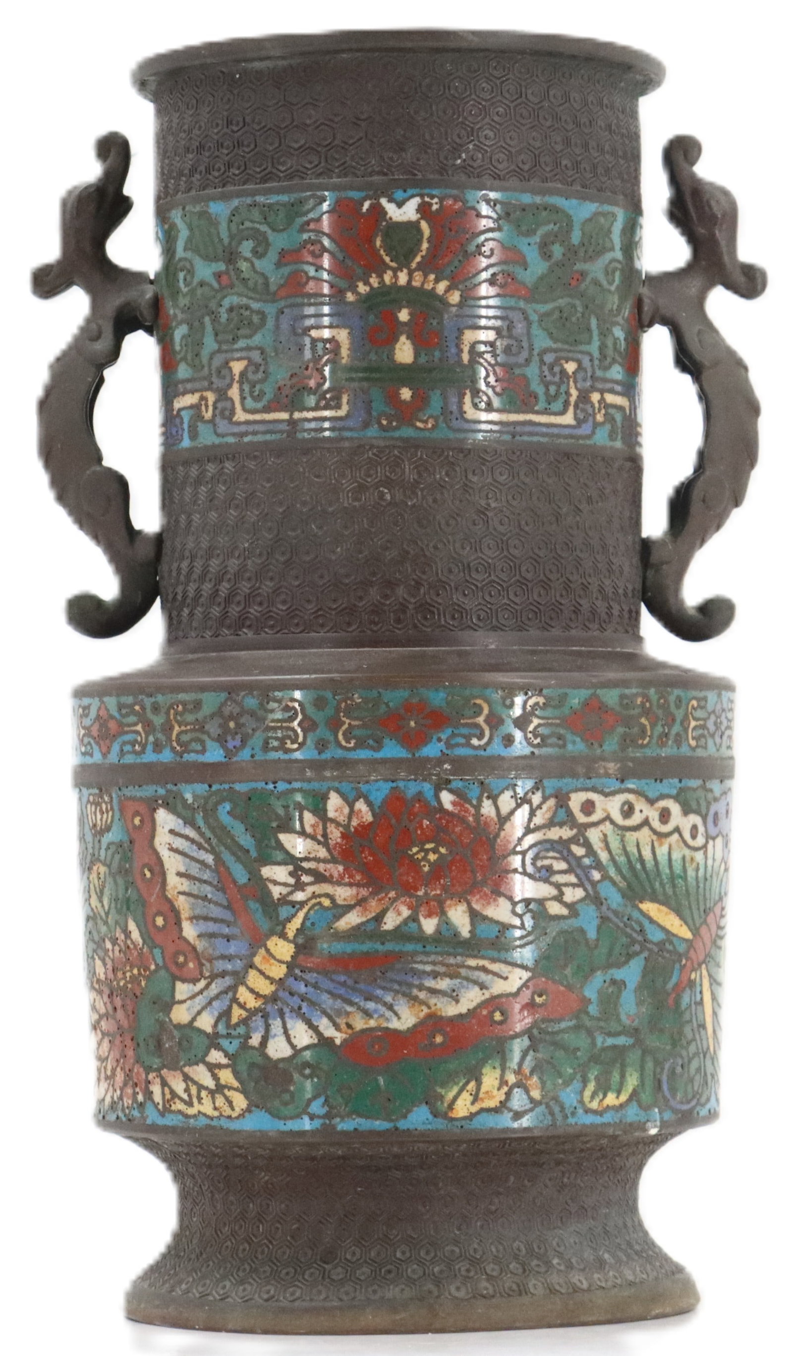 Chinese Bronze Champleve Vase with Dragon Handles (1 of 18)