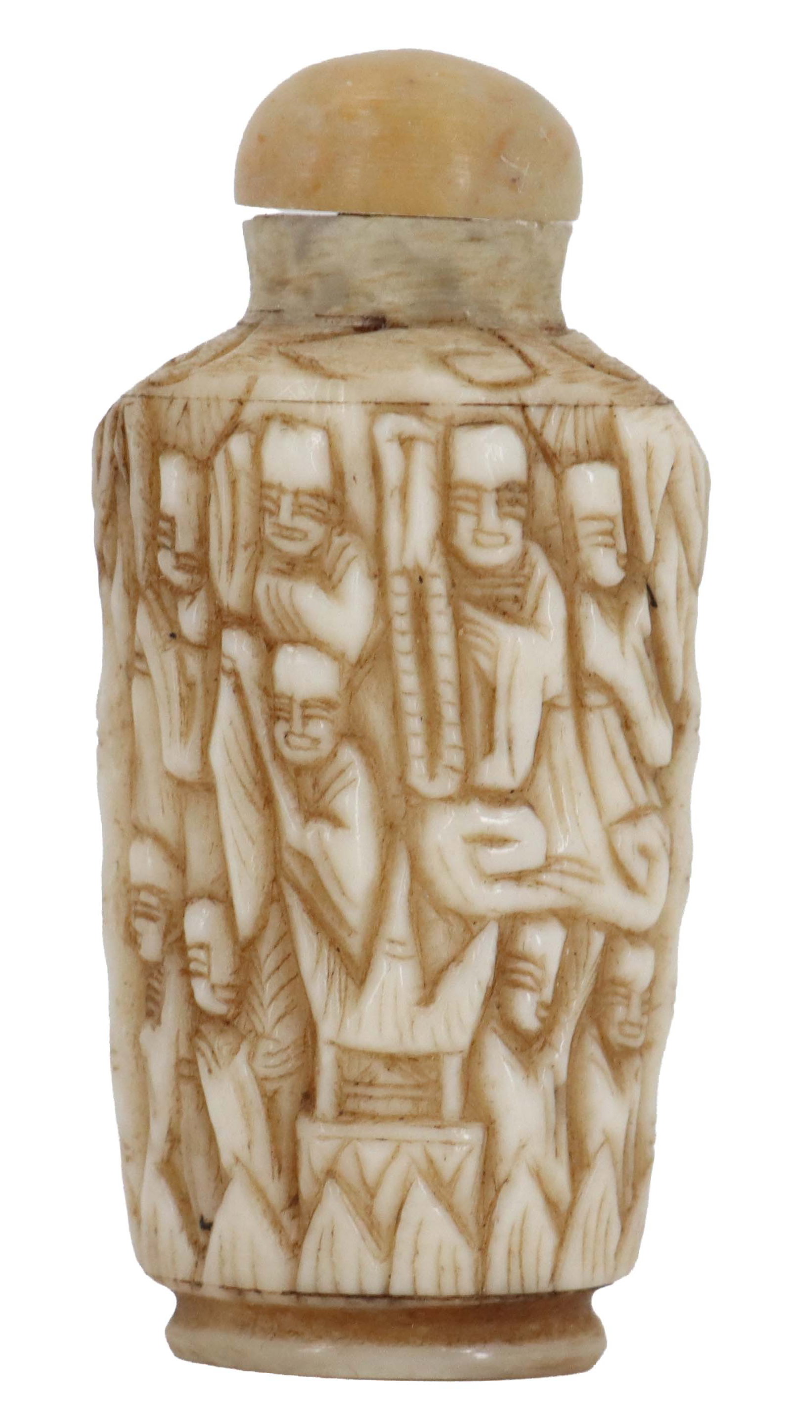 Chinese Carved Bone "100 Faces" Snuff Bottle (1 of 13)