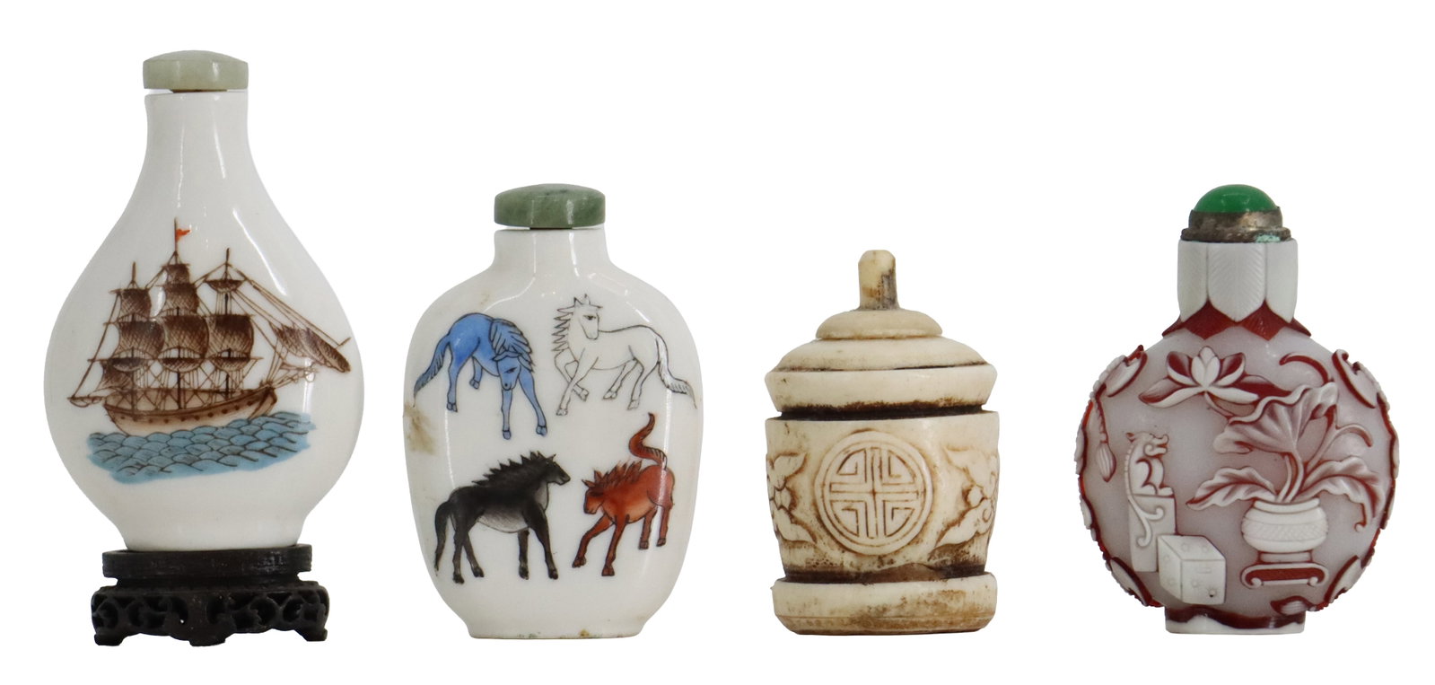 (4) Chinese Painted Porcelain Snuff Bottles (1 of 18)
