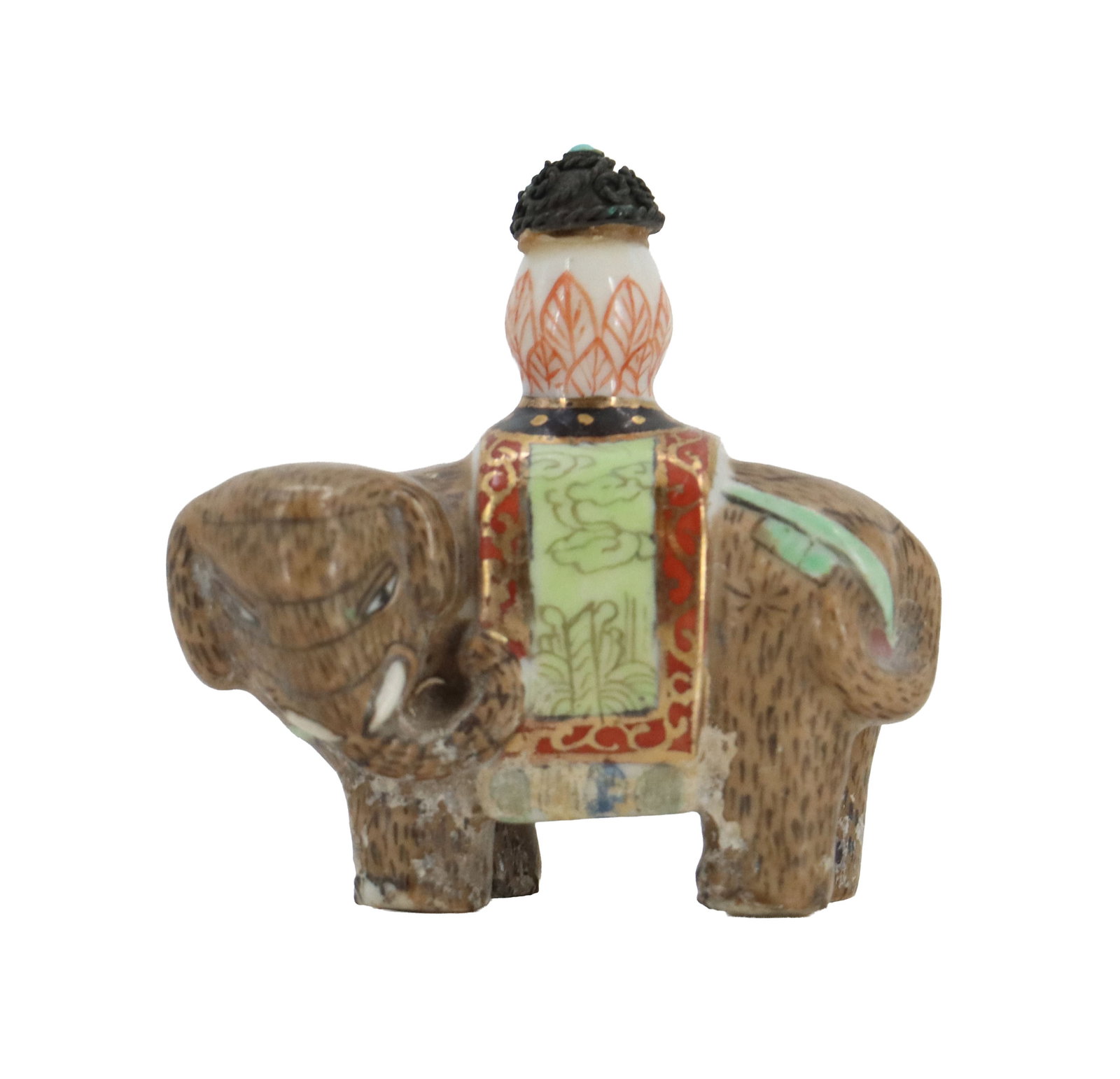 Chinese Molded Porcelain Elephant Form Snuff Bottle (1 of 15)