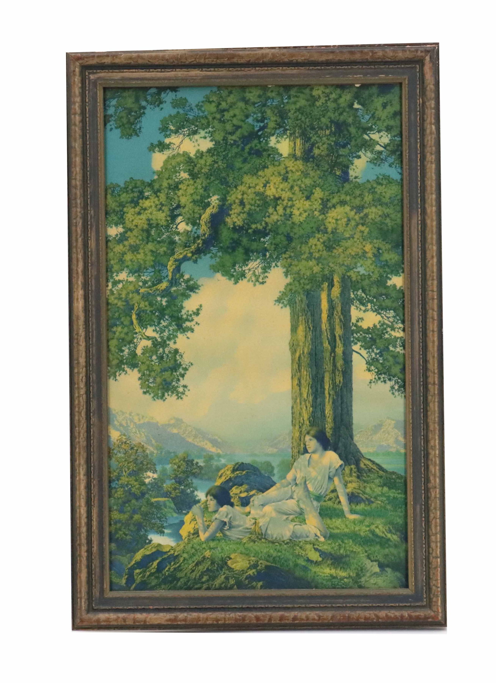 Maxfield Parrish (1870-1966) American, Vintage Lithograph Print Figural Landscape "Hilltop" (1 of 9)