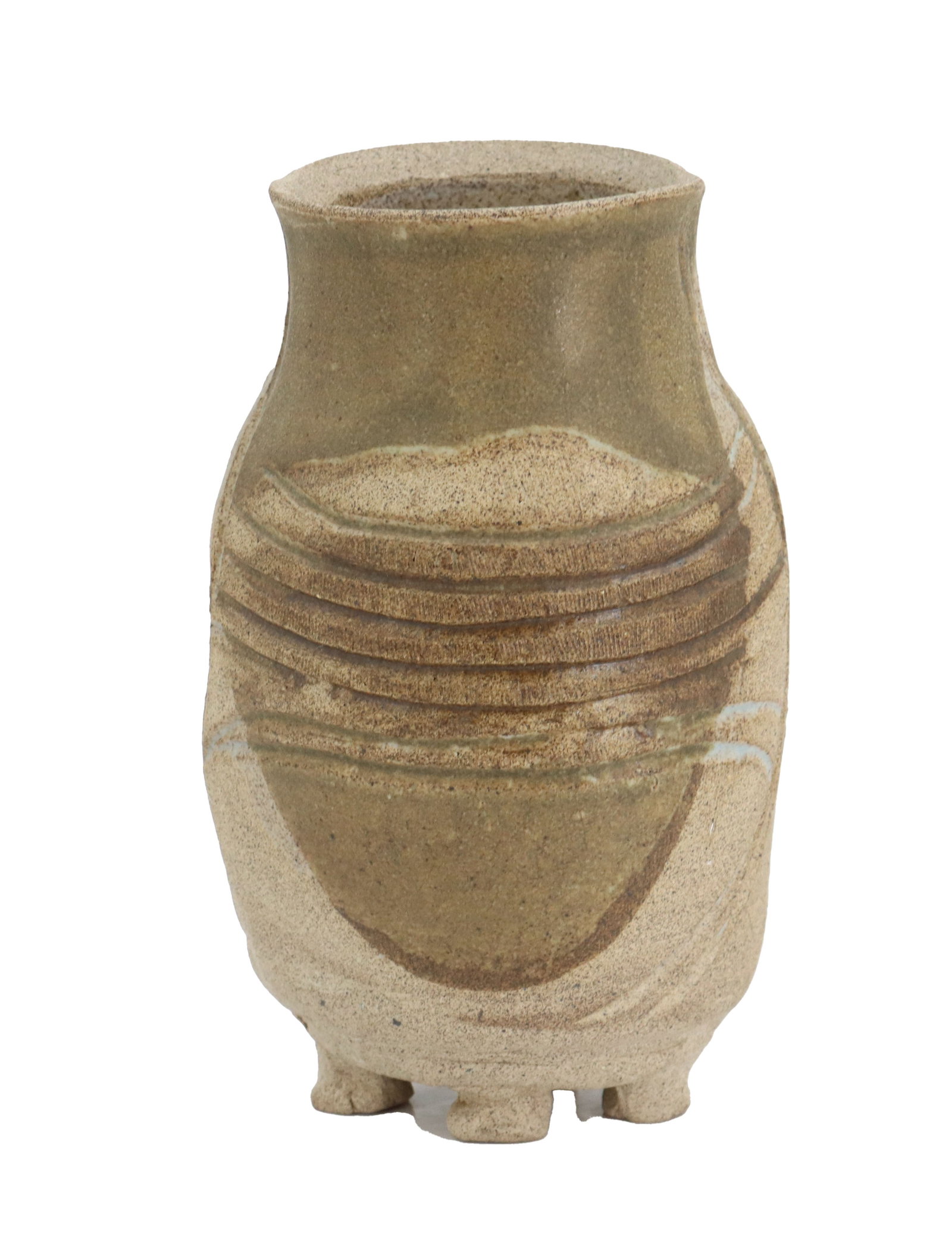 Charles Counts (1934-2000) American, 1988 Signed Incised Ceramic Lidless Footed Jar (1 of 15)