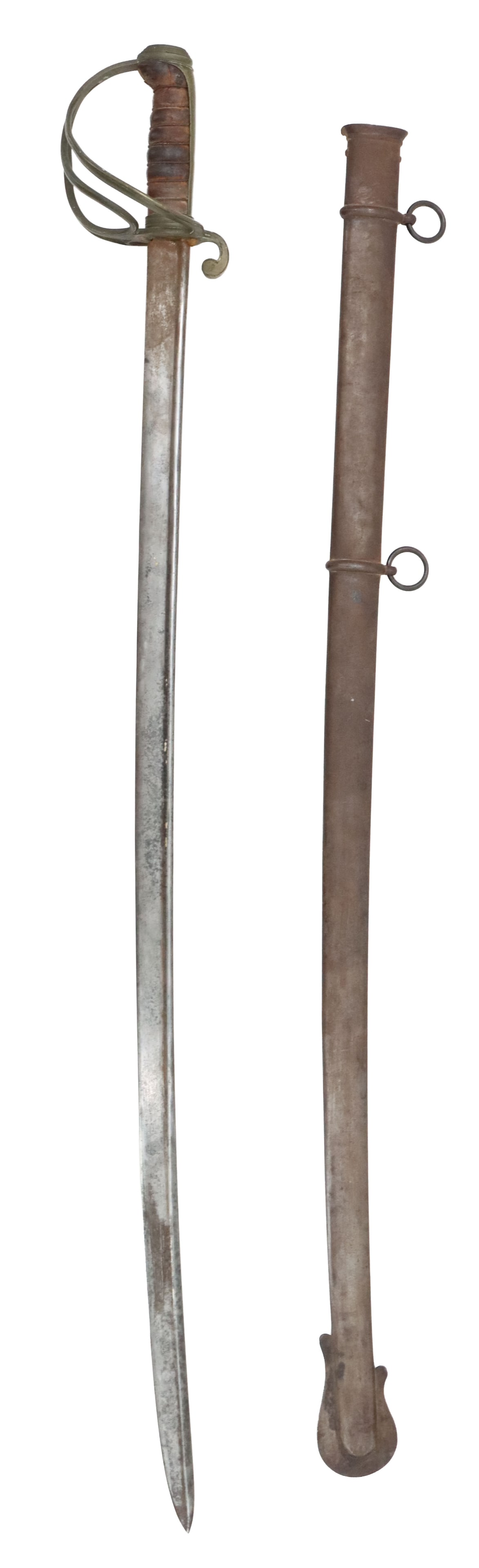 Ames Model 1833 "United States Dragoons" Sword with Scabbard: Ames Model 1833 "United States Dragoons" Sword with Scabbard., 1839. Inspector WS (William Smith). Many of these swords were used in the Civil War. Size: 39 1/2 x 4 1/2 in. 