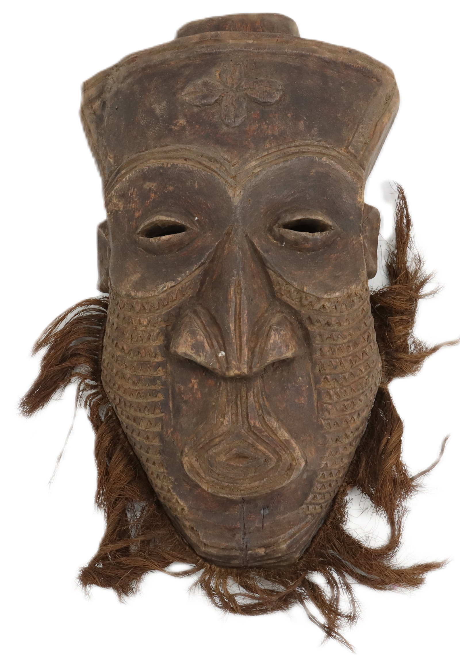 African Congo Carved Tribal Wood Mask with Fiber Beard (1 of 15)