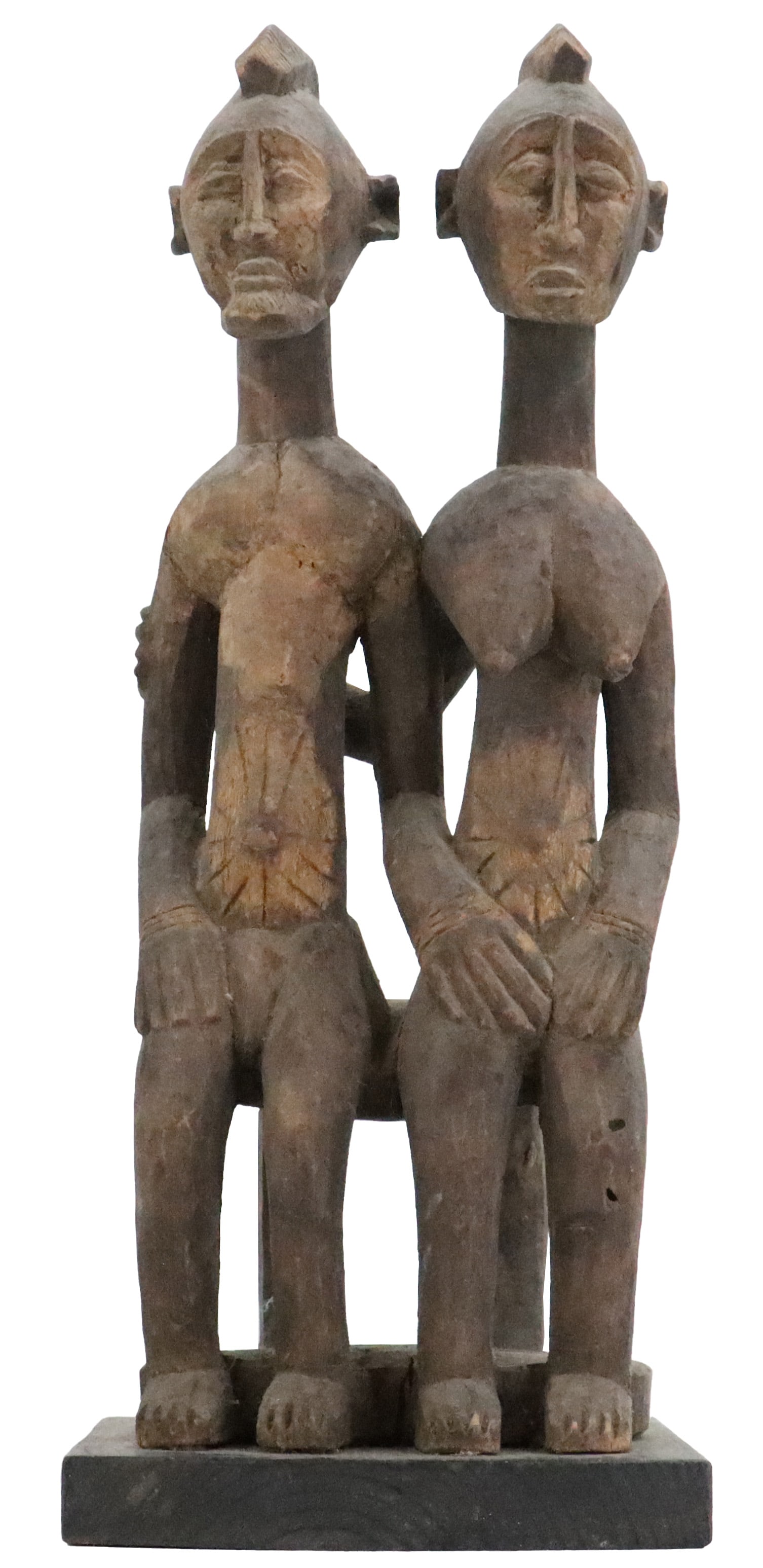 African Dogon Carved Wood Seated Couple Figure (1 of 20)