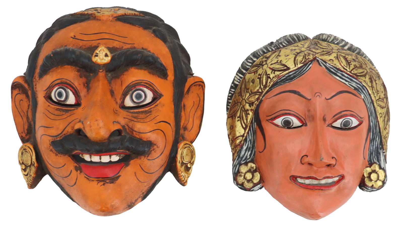 Pair of Indian Cheriyal Masks (1 of 15)