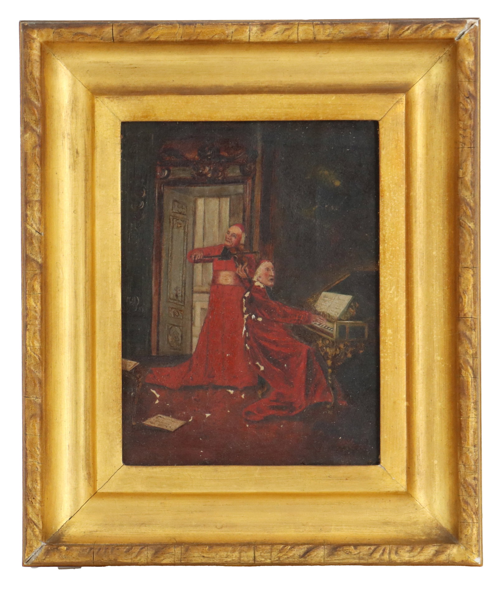 19th Century Continental School Oil on Canvas Ecclesiastical Painting of Two Cardinals Playing (1 of 12)