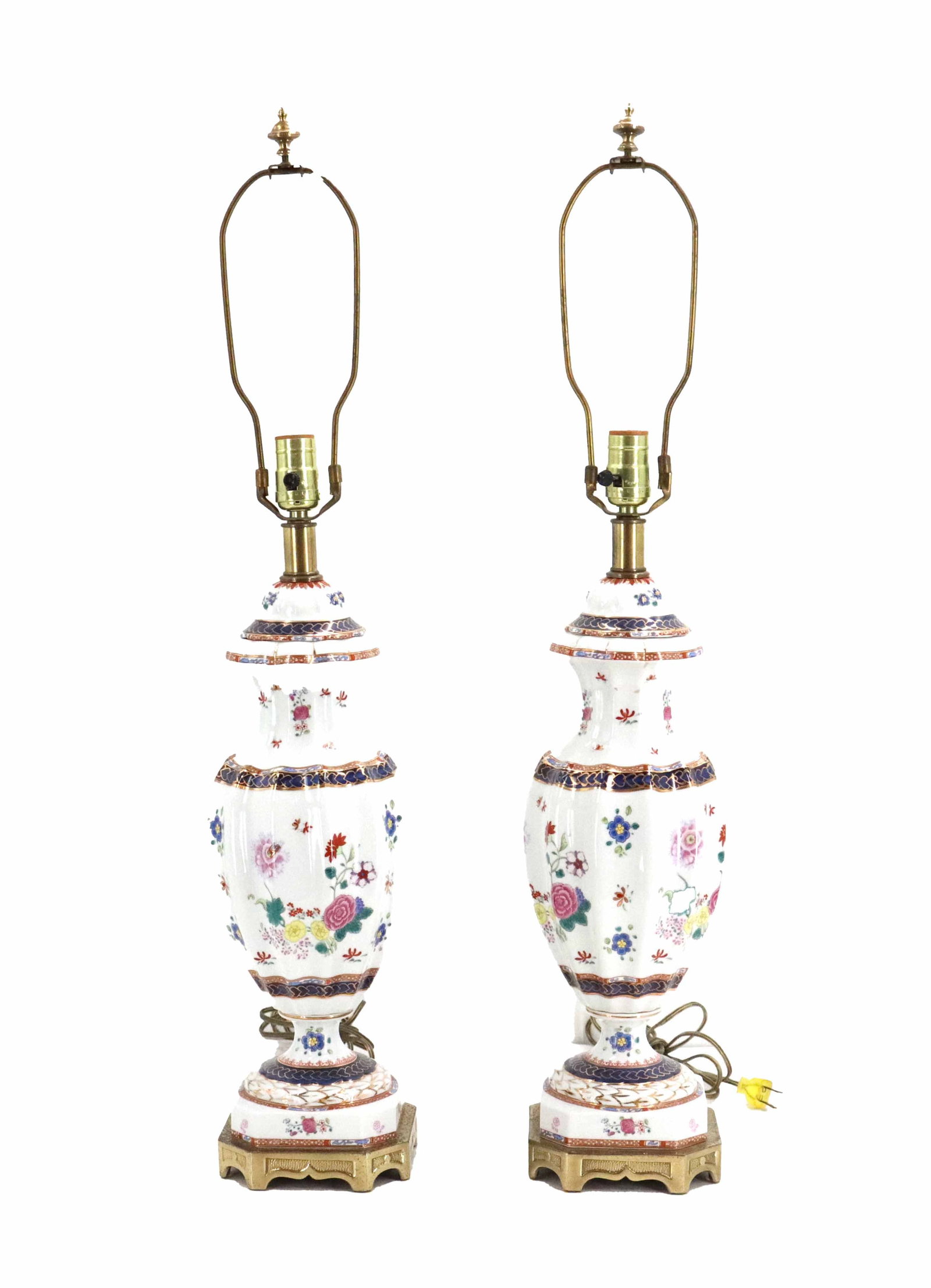 (2) Matching French Limoges Style Floral Porcelain Vases as Lamps (1 of 14)