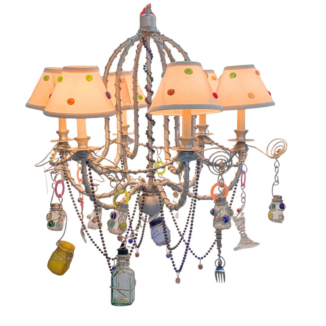 Whimsical Creative Assemblage 6-Light Aluminum Chandelier With Decorative Shades (1 of 11)