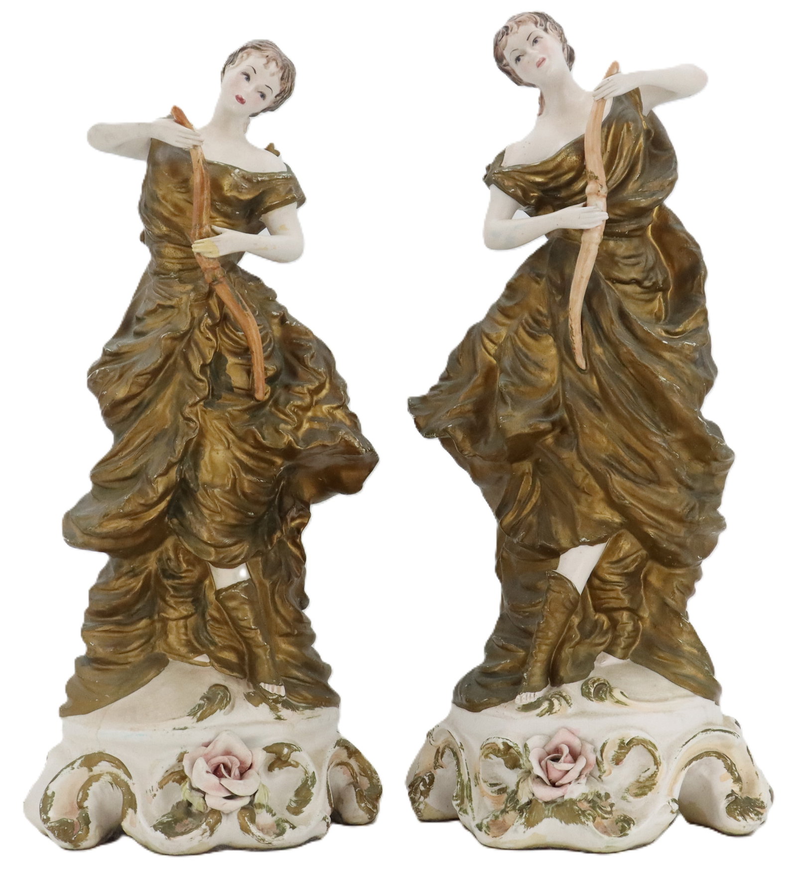 Pair of Italian Capodimonte Style Porcelain Amazons Sculptural Lamp Bases (1 of 20)