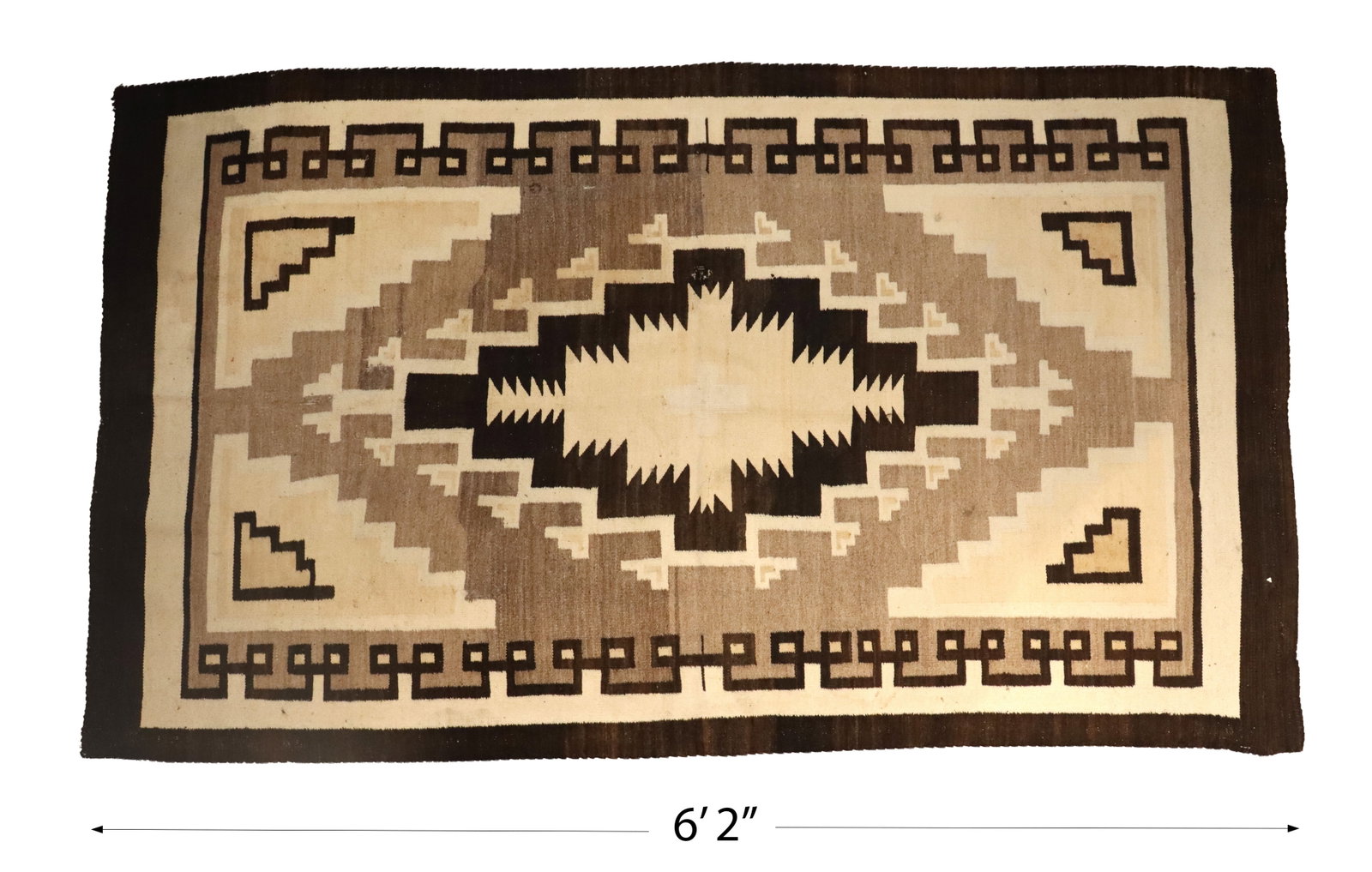 A Vintage Two Grey Hills Navajo Rug: A Vintage Two Grey Hills Navajo Rug. Size: 42 1/2 x 74 in.