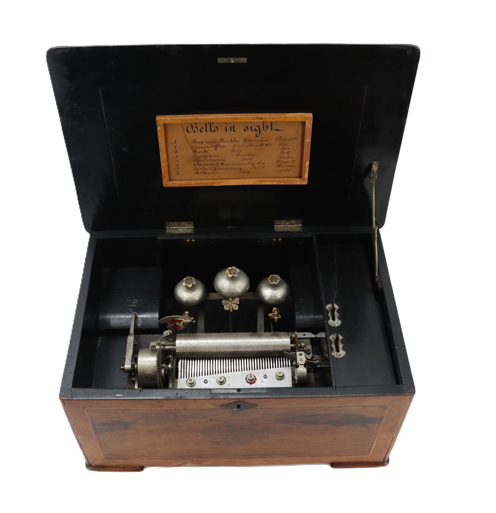 19th Century Swiss Cylinder Music Box with Eight Songs "Bells in Vue" (1 of 20)