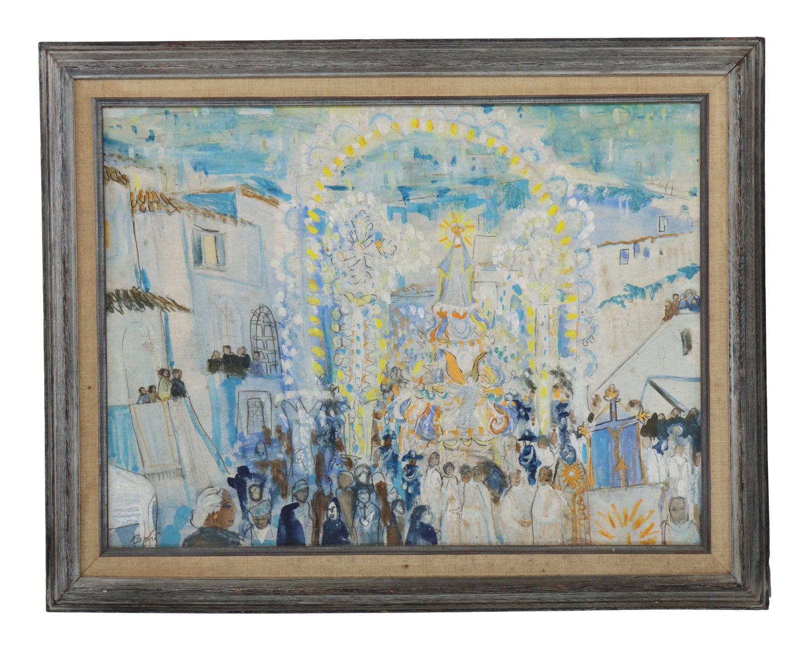 Signed Italian Mixed Media Impressionist Scene "Feast of St. Anthony" (1 of 10)