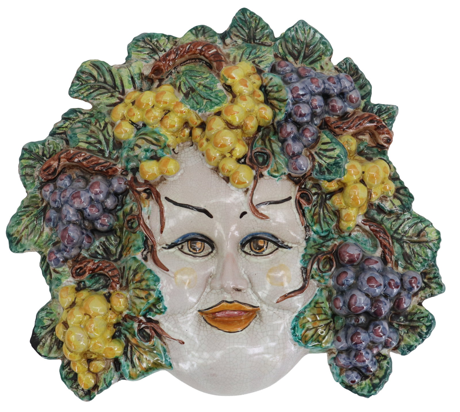 Italian Ceramiche Il Quadrifoglio Ceramic Wall Art Mask of Bacchus (1 of 17)