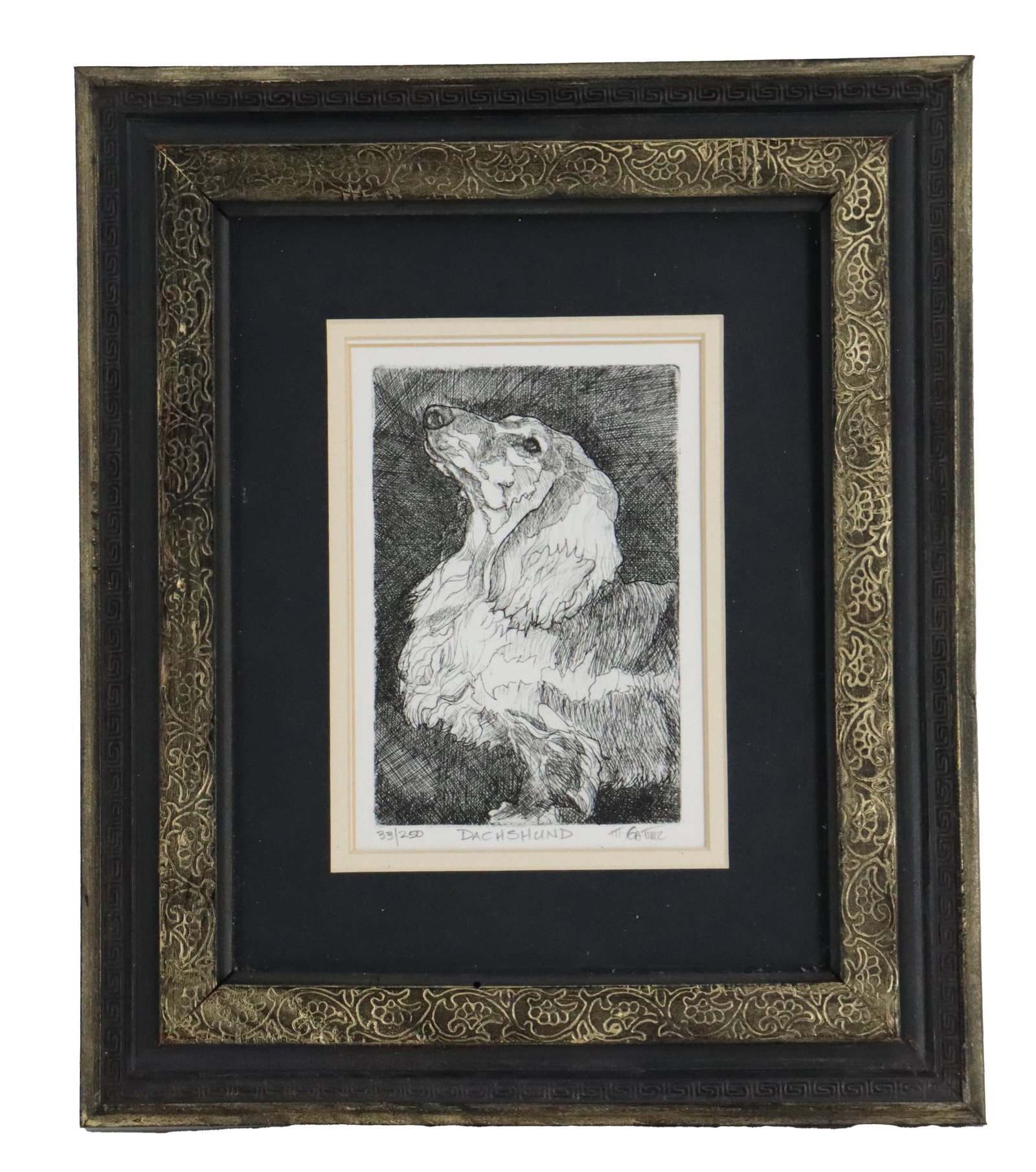 Framed Signed "Dachshund" Etching Lithograph (1 of 8)