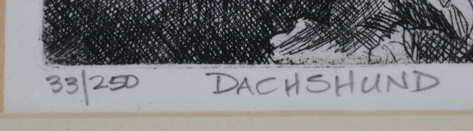 Framed Signed "Dachshund" Etching Lithograph - 4