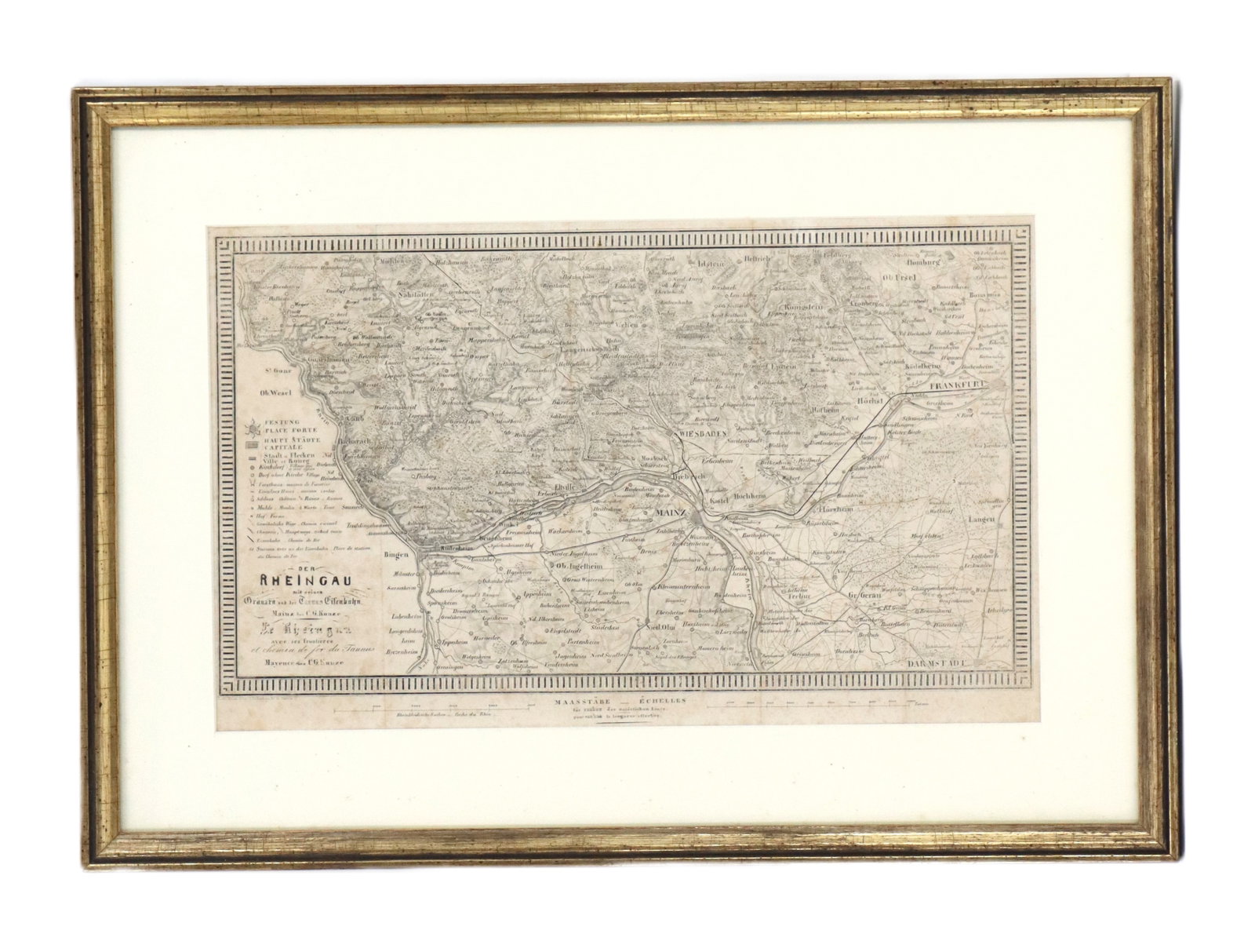 C. G. Kunze (19th Century) German, Antique Engraving Print Map of Rheingau Region (1 of 13)