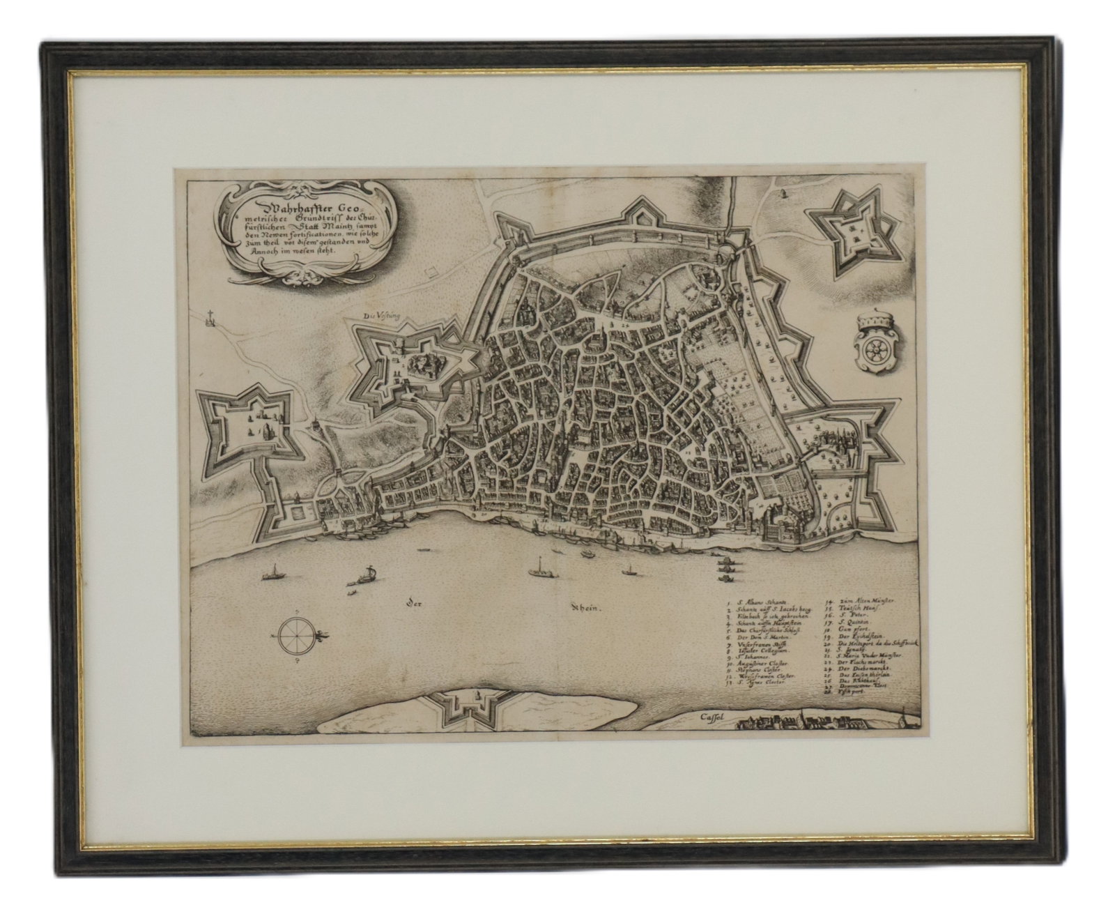 Matthaeus Marian (1593-1659) German, 18th Century Engraving Print Map of Mainz (1 of 12)