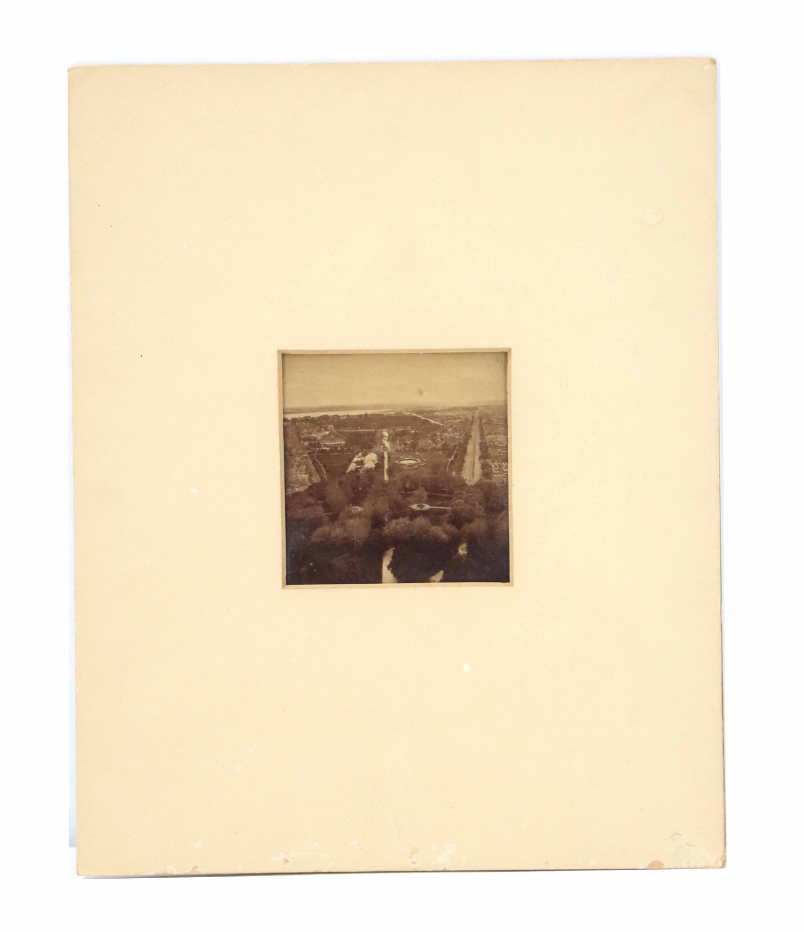 Circa 1870s Bird's Eye View Photo From the United States Capital Dome in Washington, D.C.: Circa 1870s Bird's Eye View Photo From the United States Capital Dome in Washington, D.C. Under plastic inside an opening folder with a square display window. Writing inside reads "This