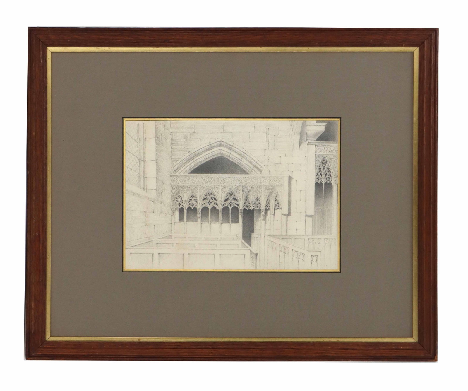 Original Framed Pencil Drawing of Cathedral Interior (1 of 8)