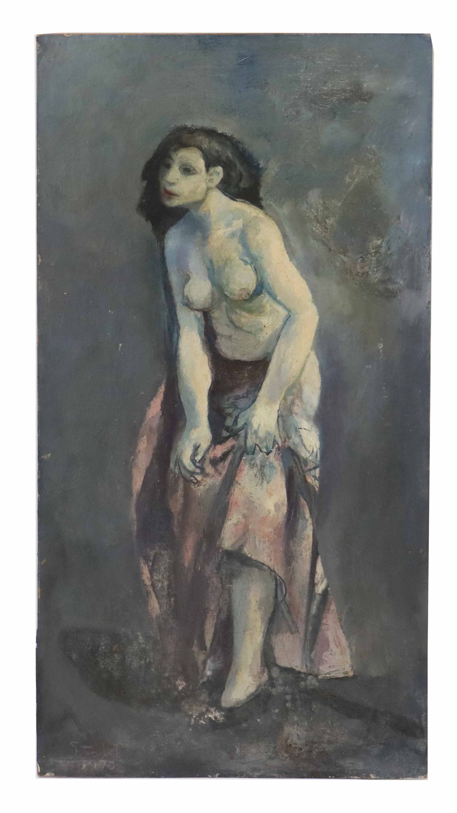 Ben Stahl (1910-1987) American, Signed 1970 Nude Figure Oil on Canvas Panel (1 of 9)