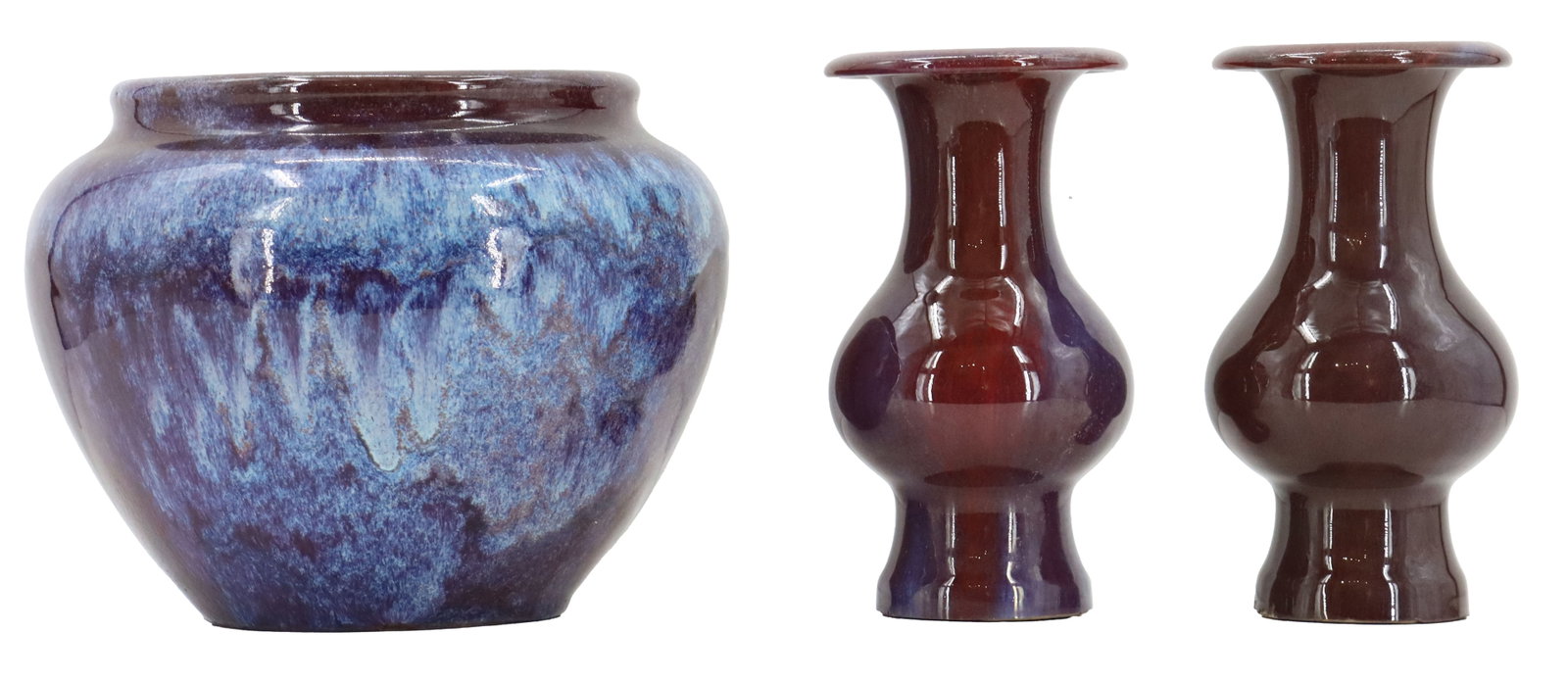 20th Century Chinese Porcelain Flambe Urn and (2) Oxblood Vases (1 of 20)