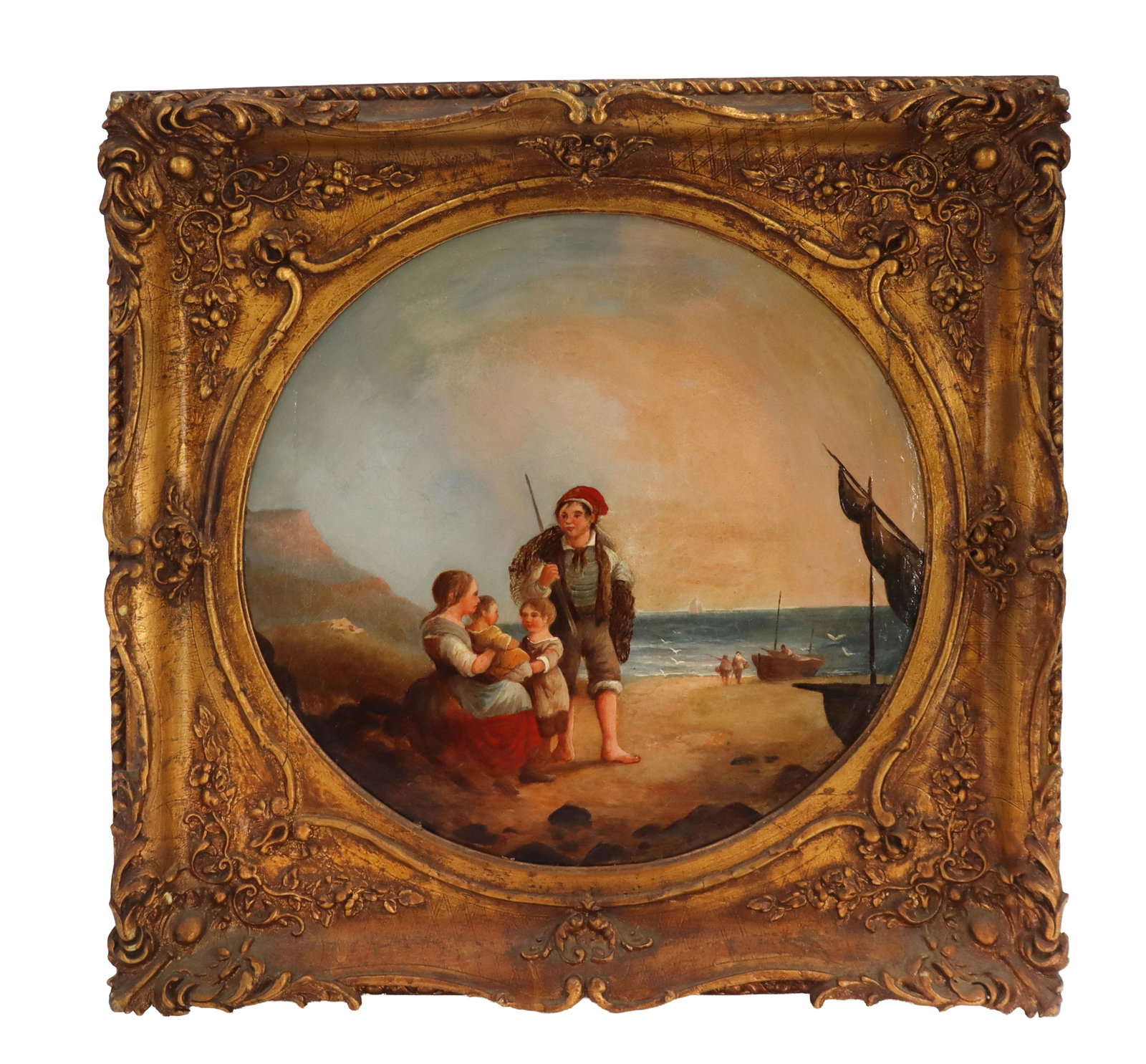 Aributed to William Shayer I (1787-1879) British, Oil on Canvas, "Fisherman's Family" (1 of 12)