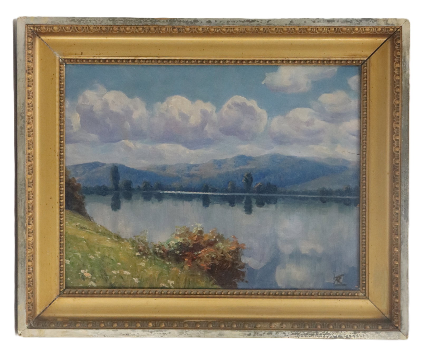 Vintage Oil on Wood Painting of a Lake in Springtime (1 of 12)