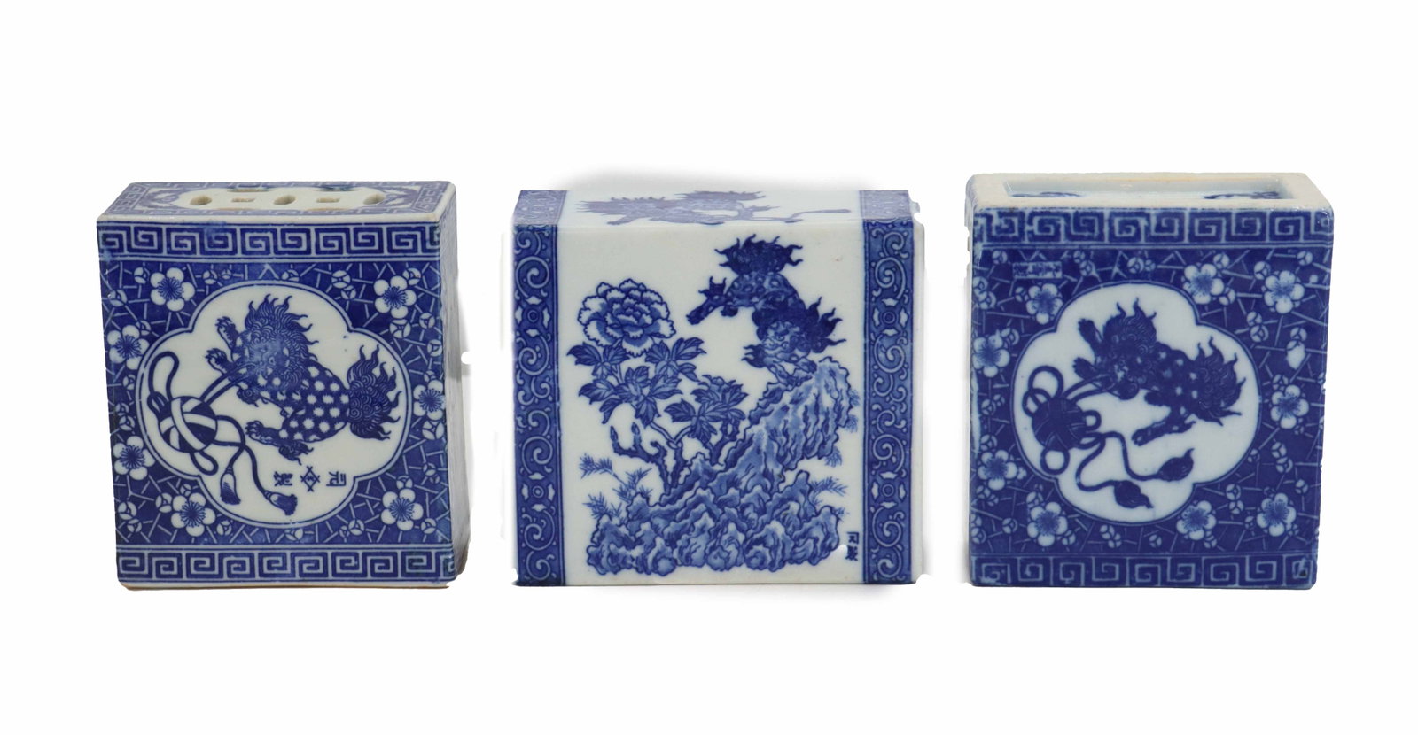 (3) Antique Chinese Blue and White Porcelain Pillows (1 of 16)