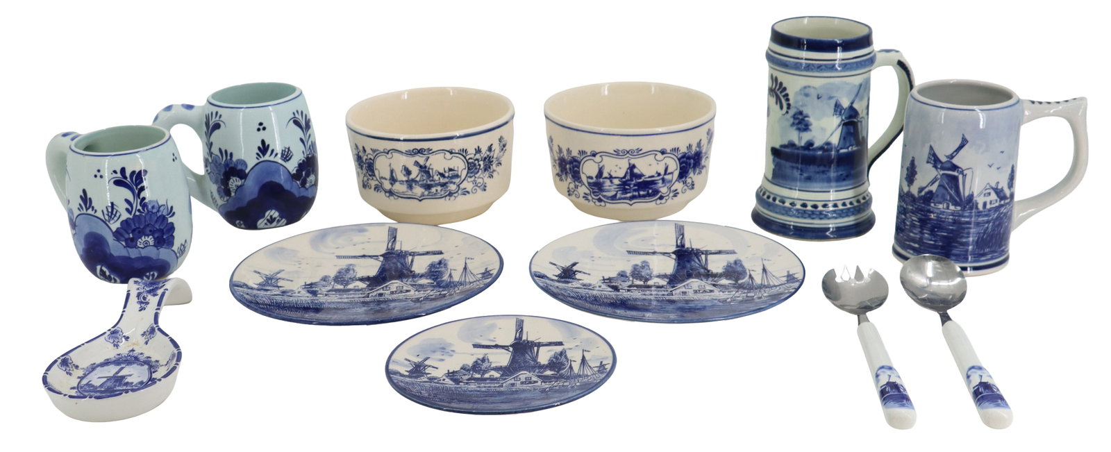 (12) Dutch Delft Blue and White Porcelain Serveware Pieces (1 of 16)
