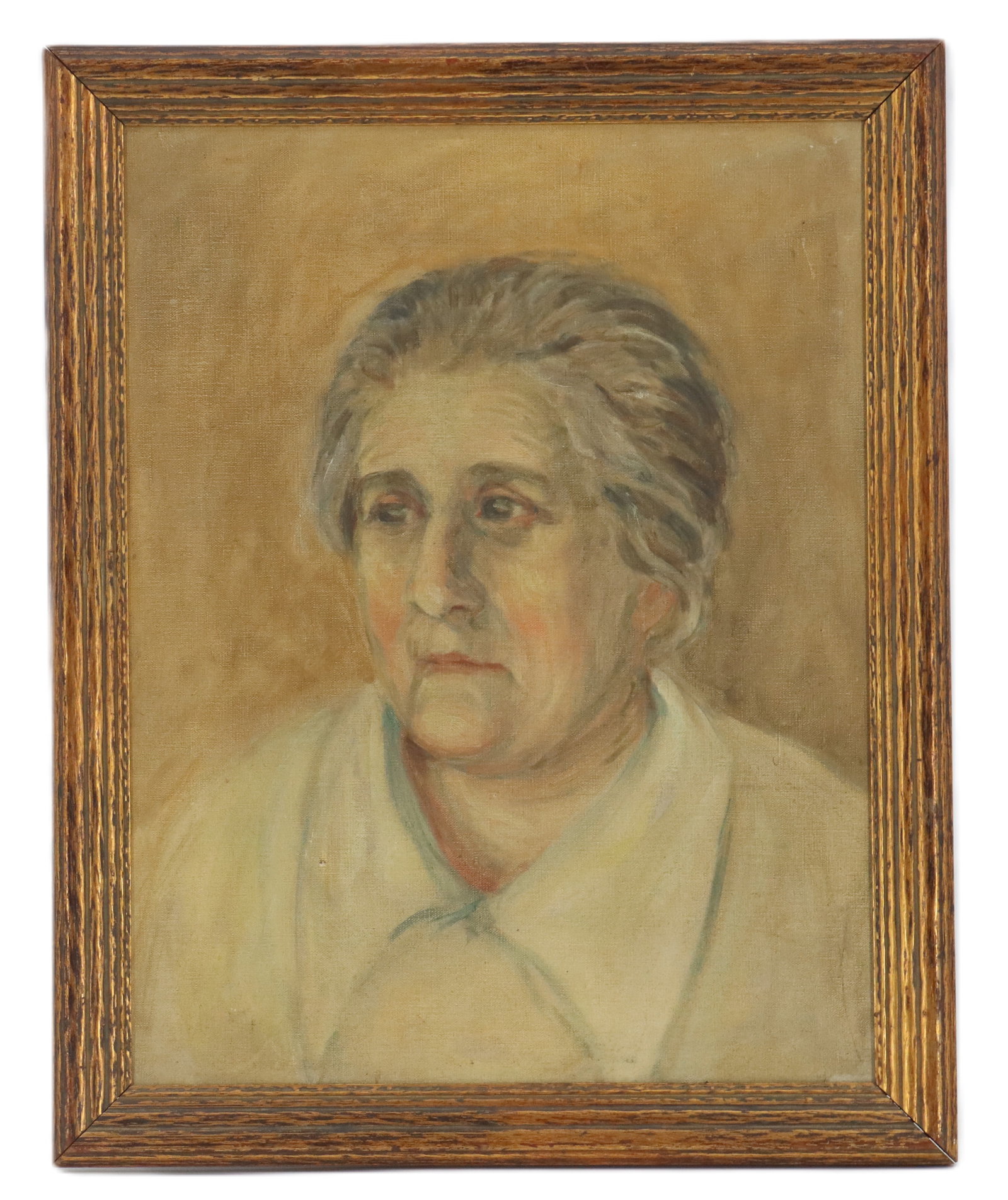 Vintage Elderly Woman Portrait Oil on Canvas: Vintage Elderly Woman Portrait Oil on Canvas. Her wise eyes have seen much. Unsigned. Framed. Overall Size: 21 x 16 1/2 in. Sight Size: 17 3/4 x 13 1/2 in. 