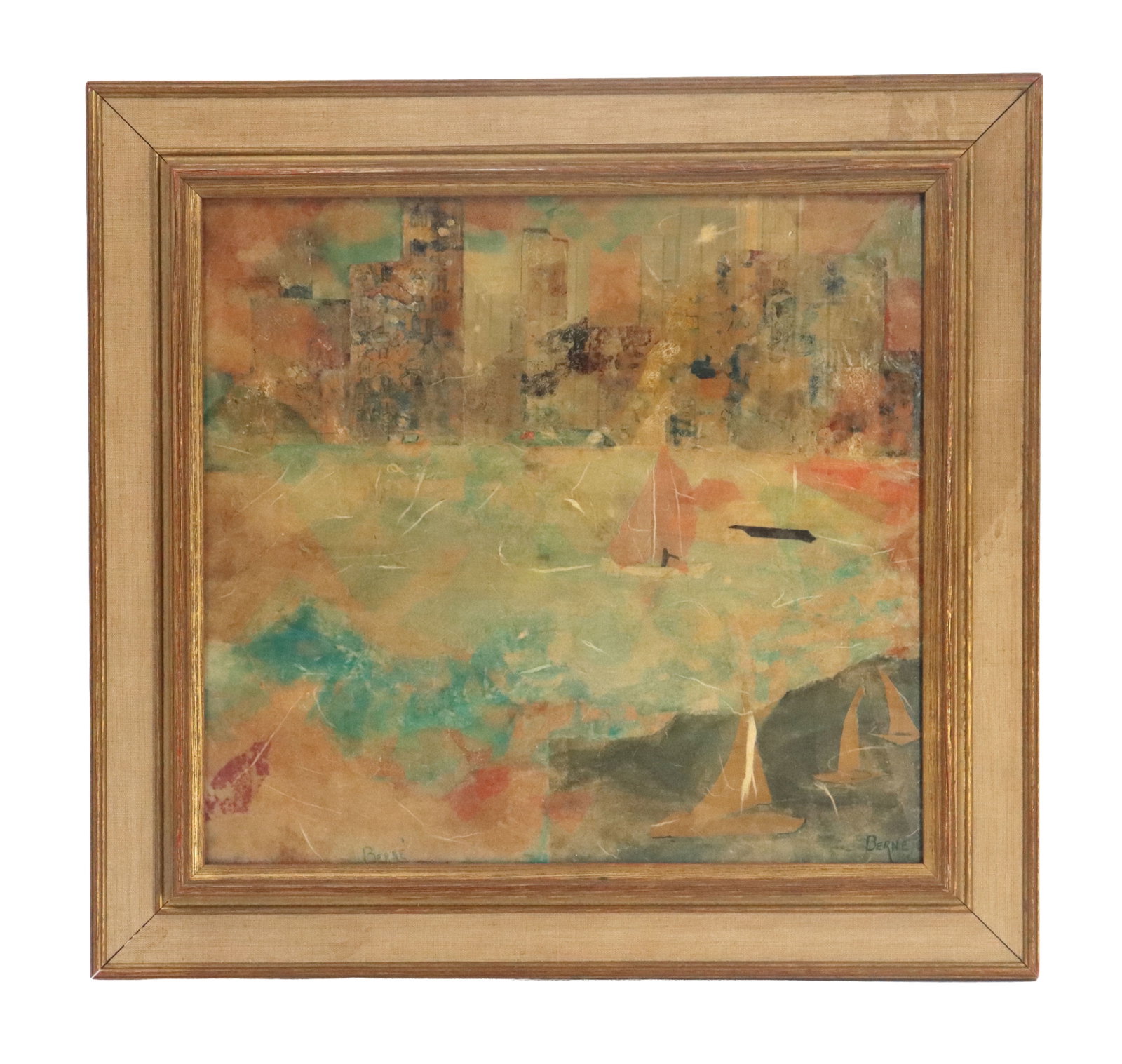 Albert Berne (1877-1973) American, Mixed Media Painting, Abstract Cityscape (1 of 14)