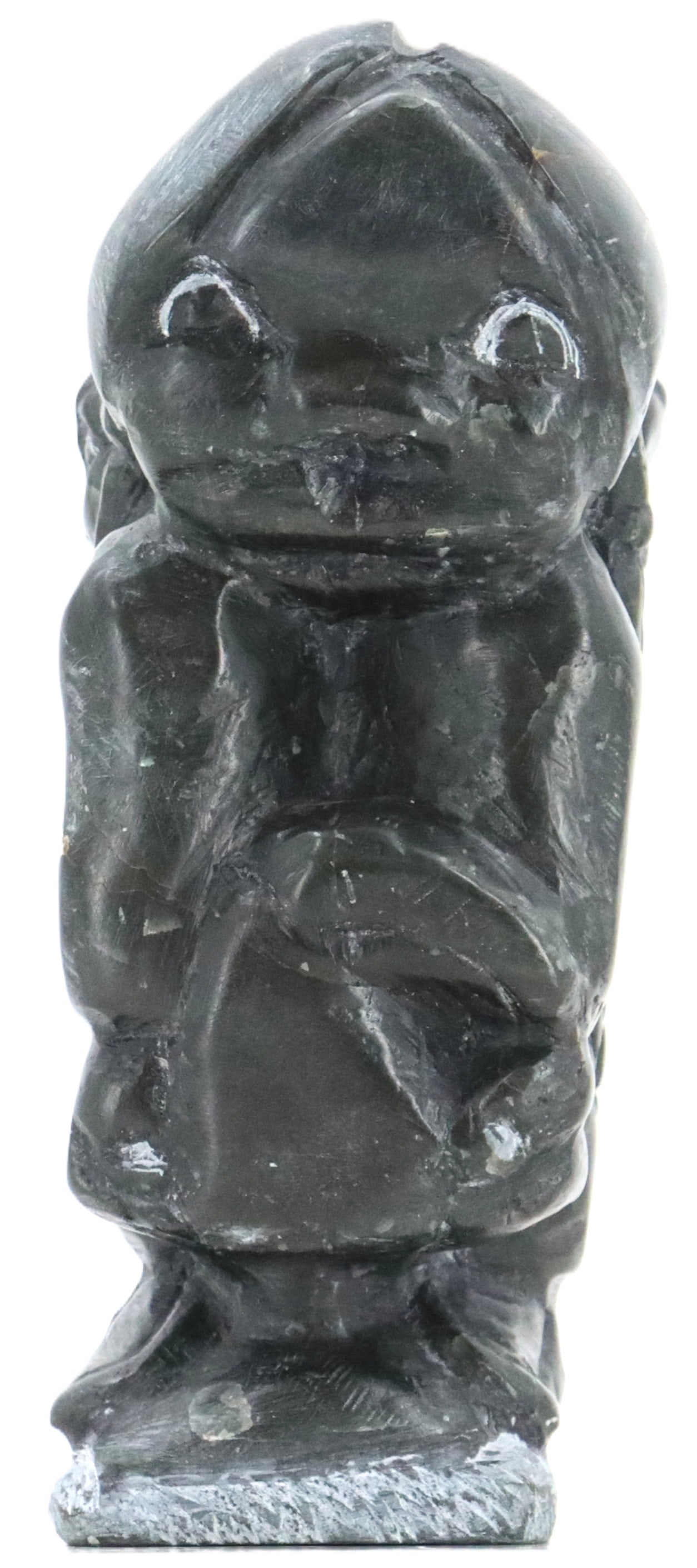 Canadian Inuit Carved Soapstone Mother with Children in Papoose Sculpture (1 of 13)