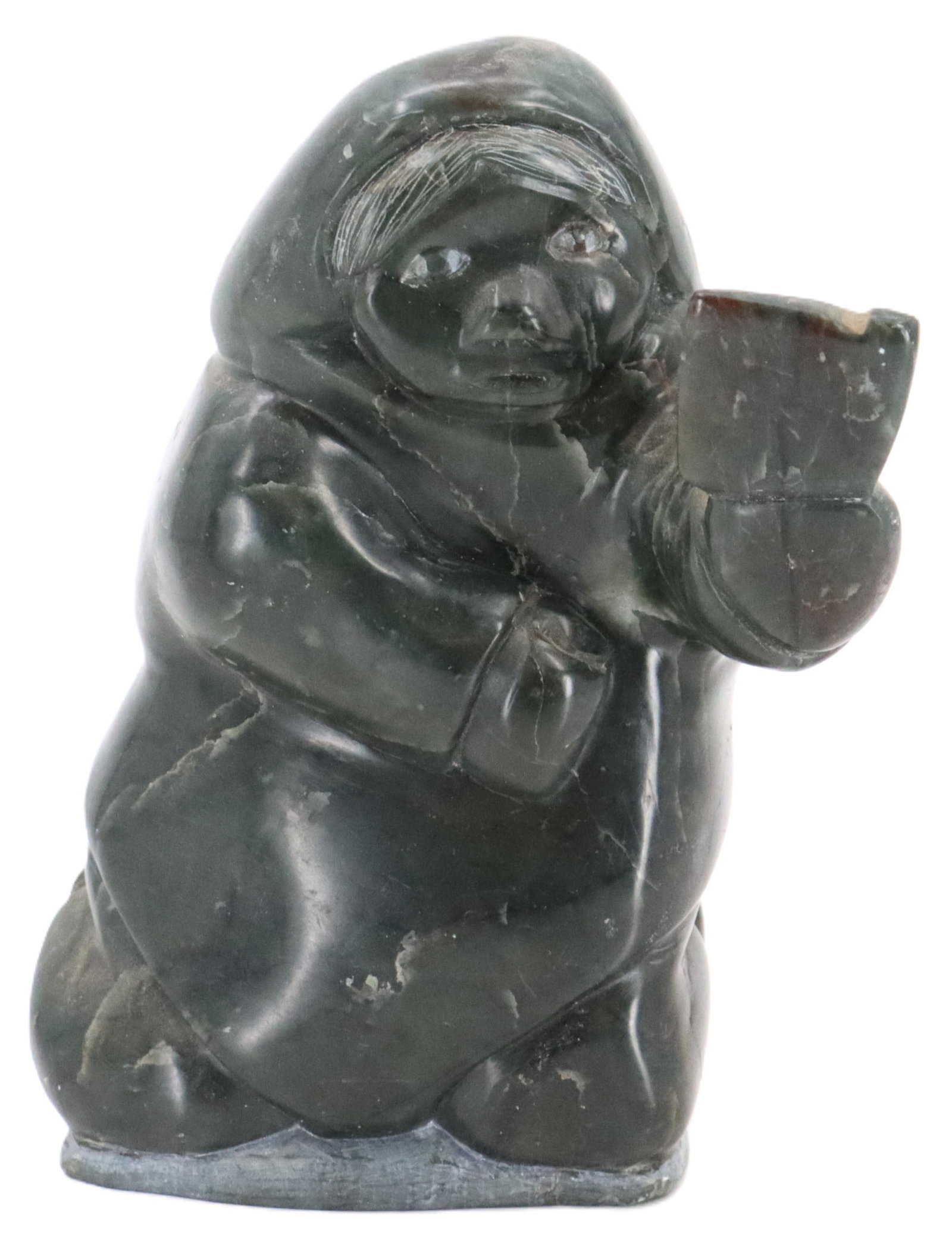 Signed and Dated Canadian Inuit Figural Soapstone Carving (1 of 14)