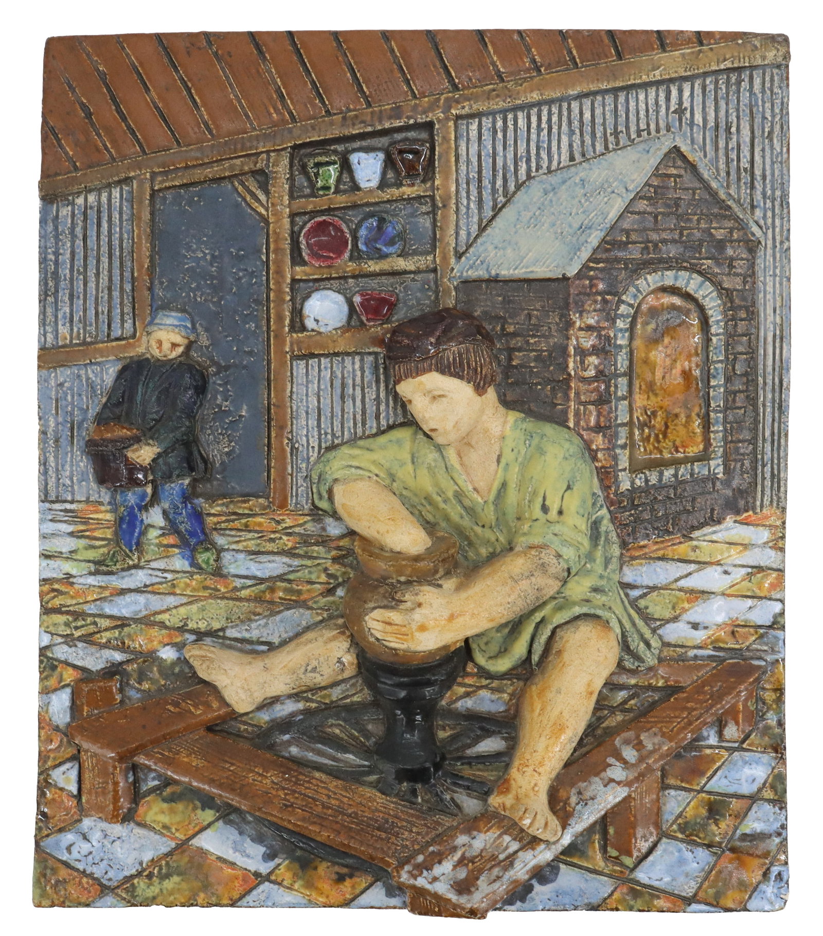 Westraven Utrecht Molded Relief Art Tile of Pottery Studio (1 of 14)