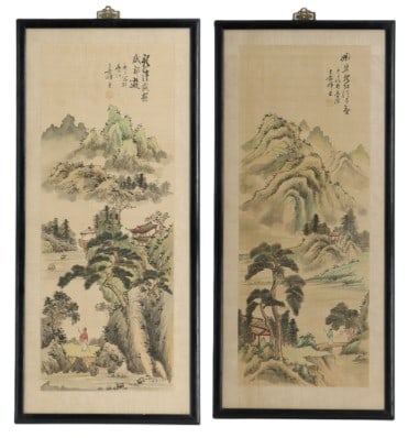 (2) Chinese Ink on Silk Landscape Panels (1 of 15)
