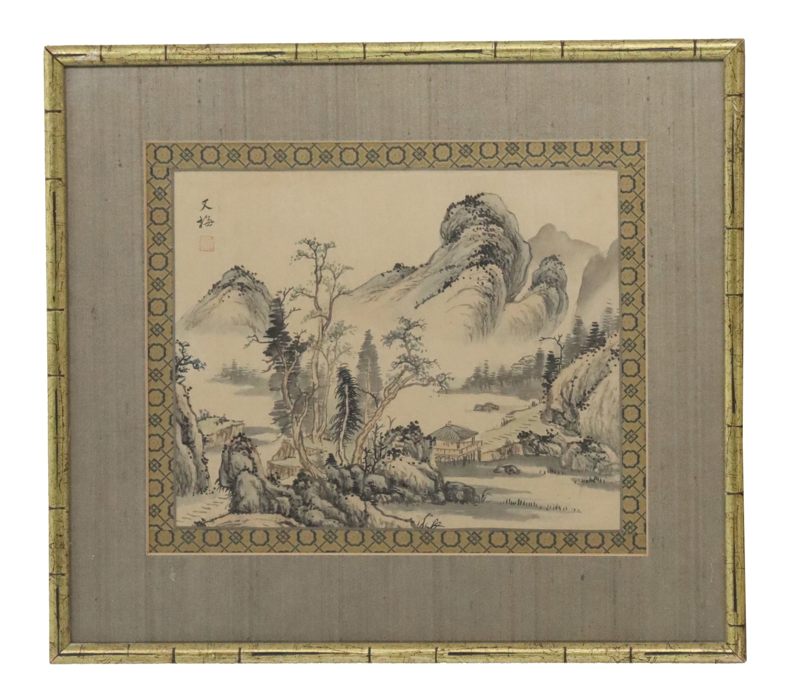 Japanese Ink on Silk Traditional Landscape Painting (1 of 8)