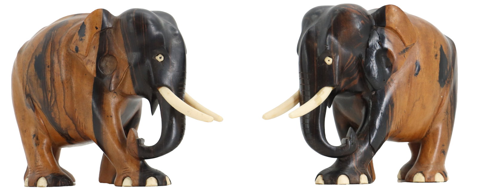 Carved Ebony Elephants with Bone Tusks (1 of 17)